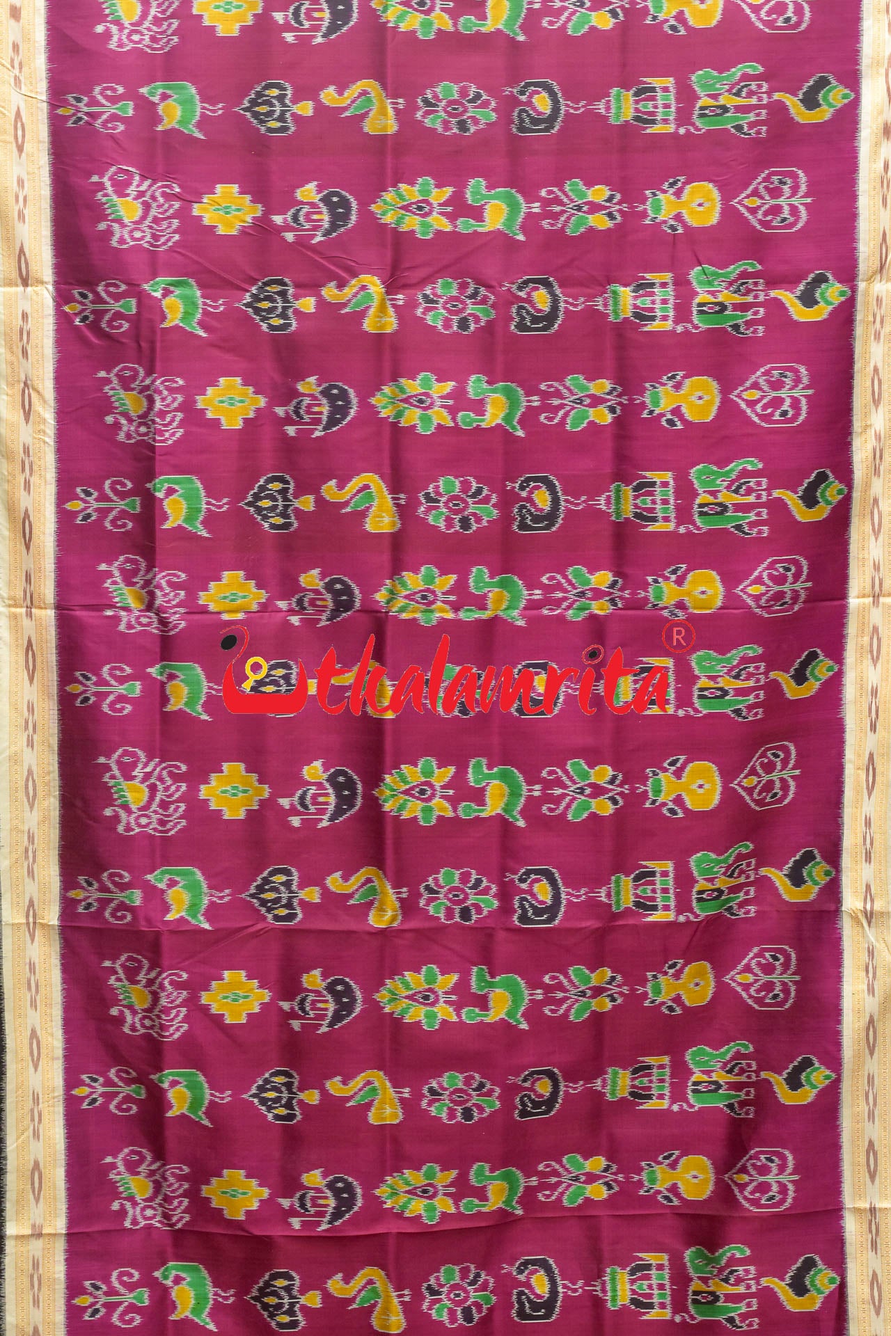 Magenta Double Border Nabarangi Silk Saree