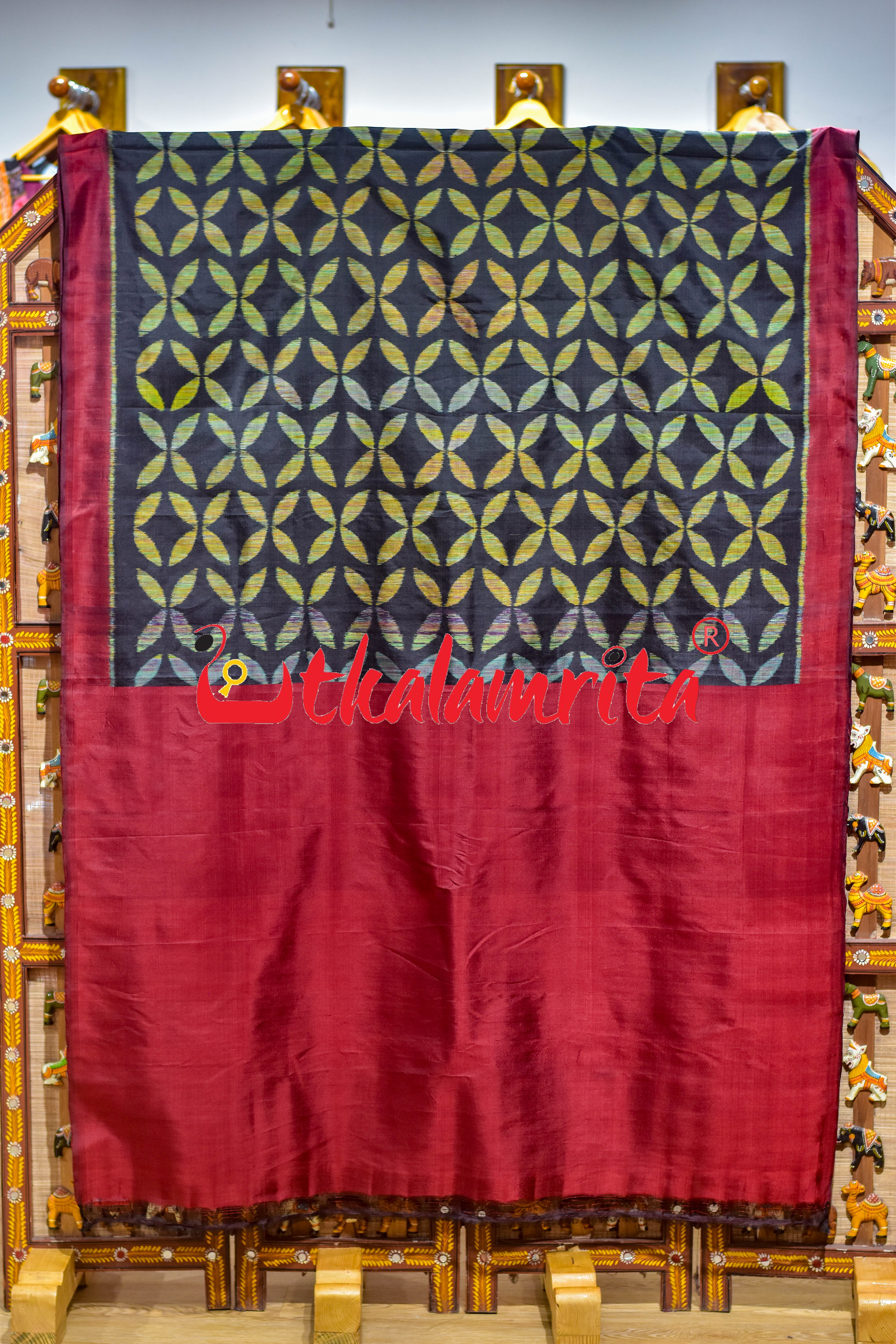 Chagala Prajapati Black Khandua Silk Saree