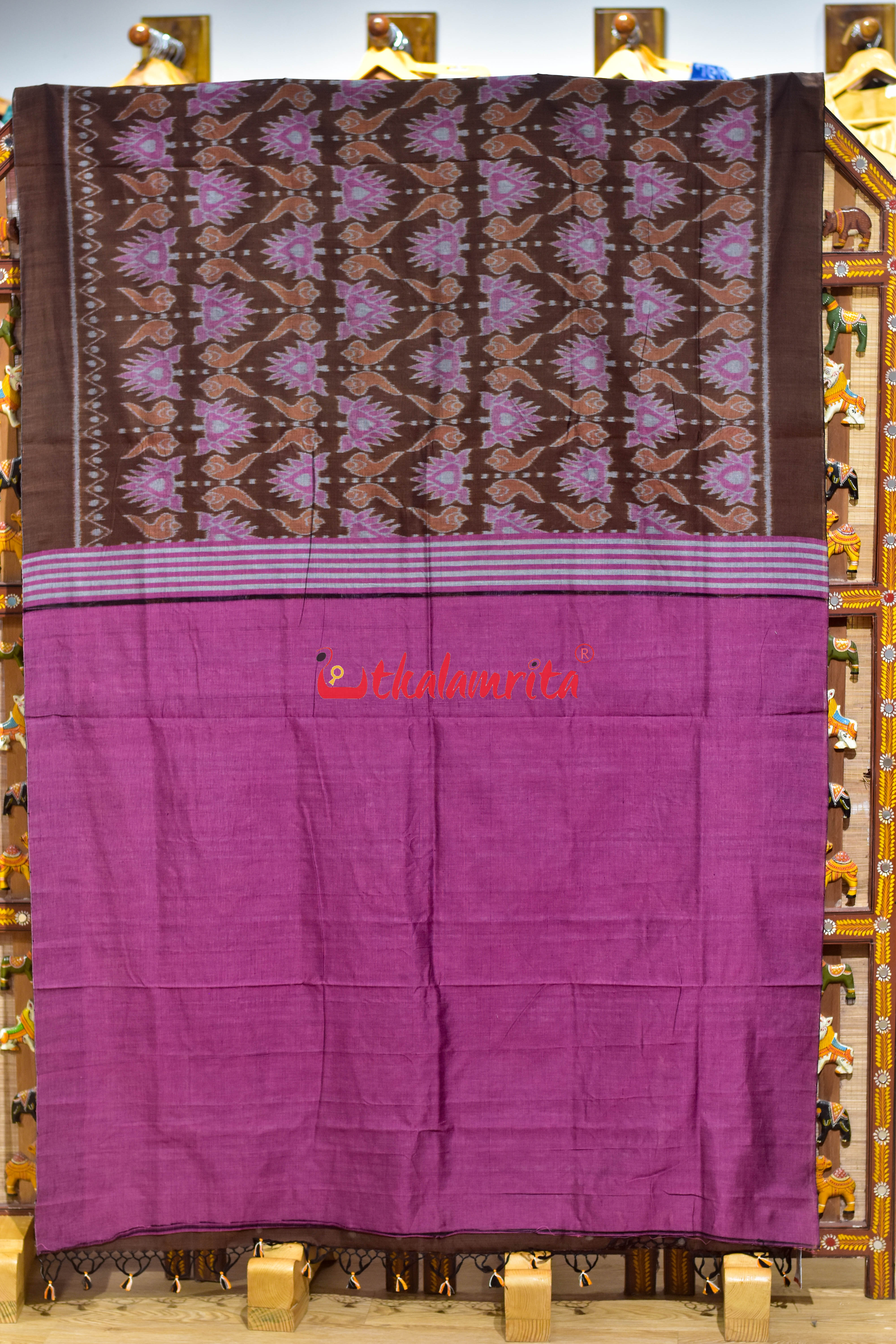 Coffee Jodi Sankha Khandua Cotton Saree