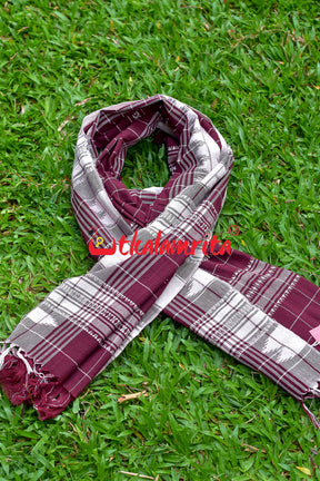 Maroon White Checks (Kotpad Dupatta)