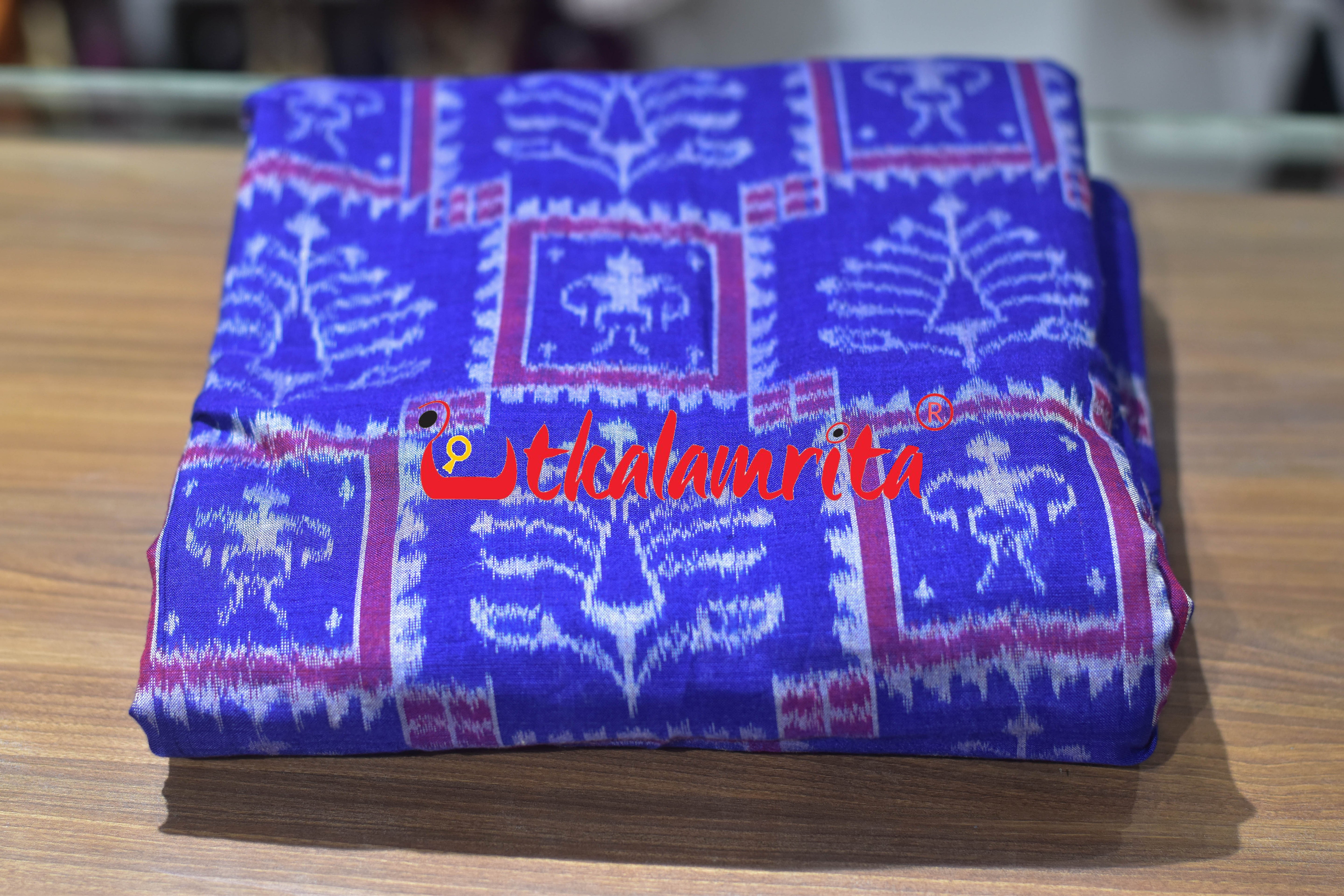 Blue Magenta Tribal Tree Sambalpuri Cotton (Fabric)
