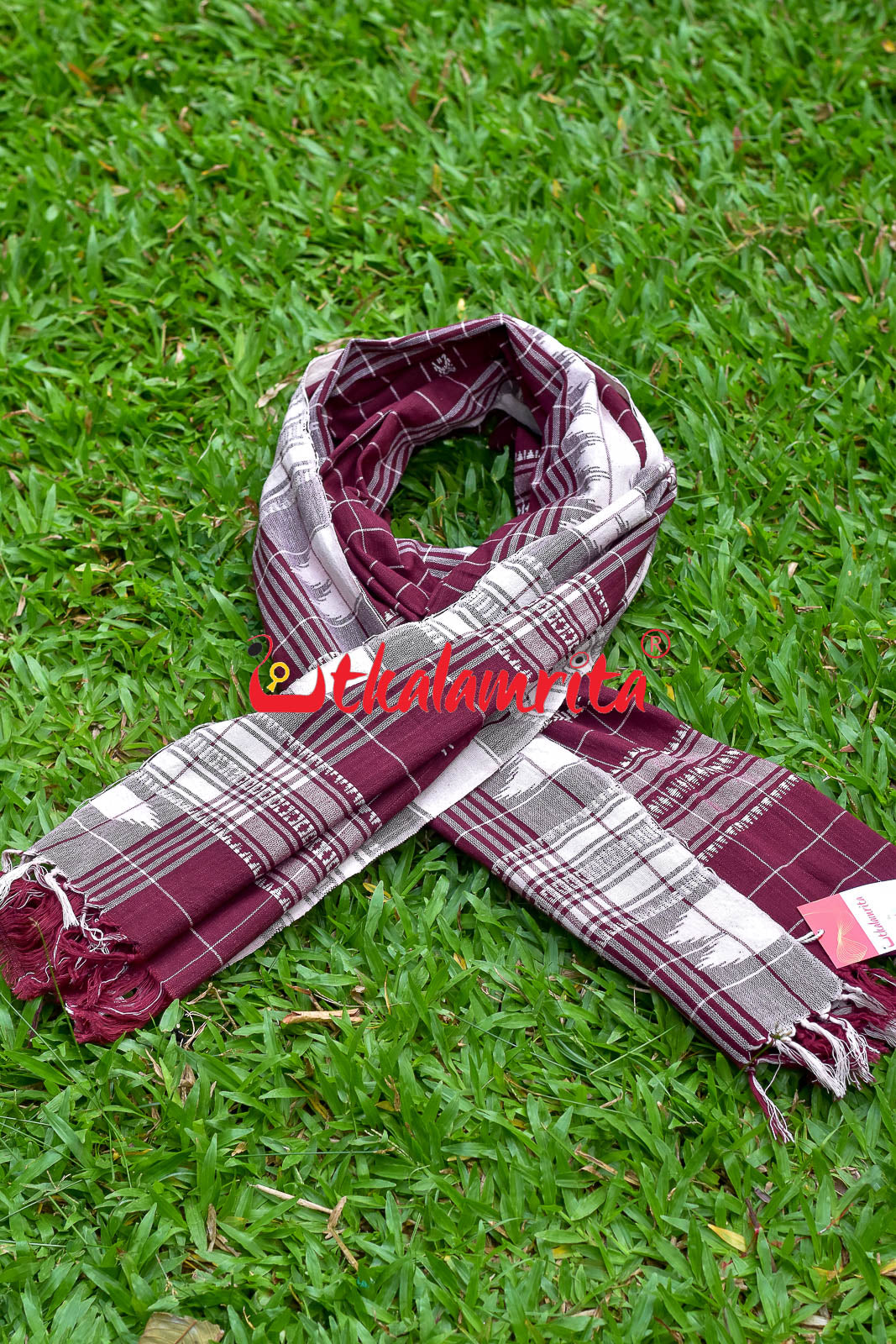 Maroon White Checks (Kotpad Dupatta)