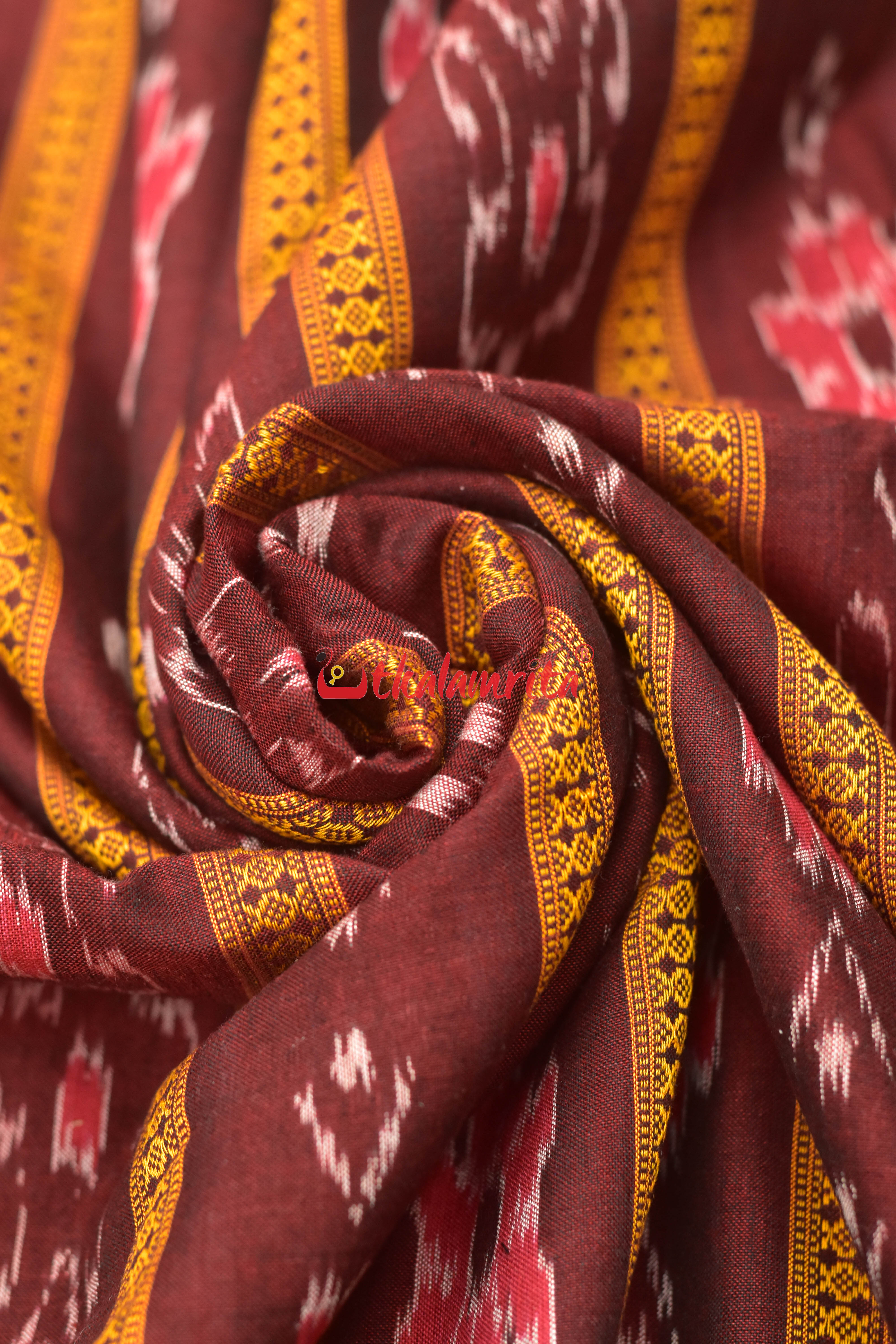 Maroon With Flower Ikat (Fabric)