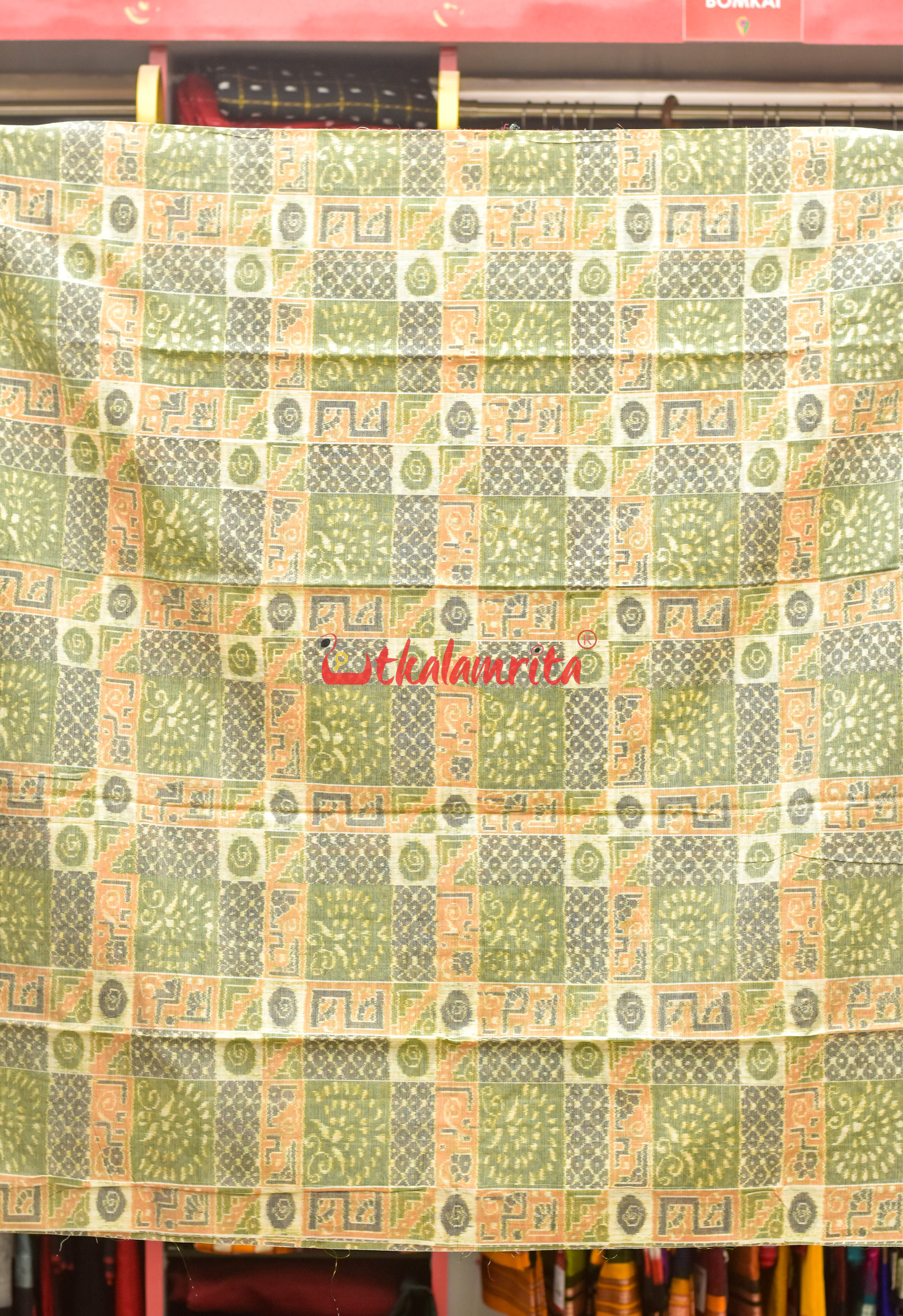Olive Green Bandha Sambalpuri Dress Set