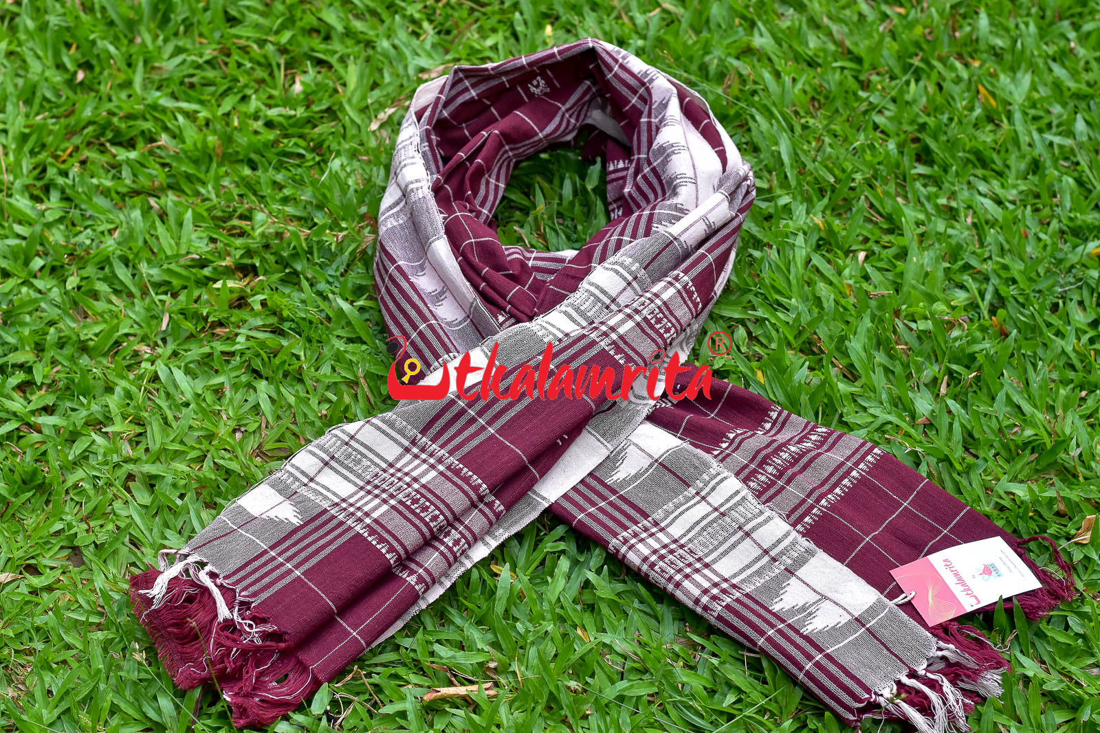 Maroon White Checks (Kotpad Dupatta)