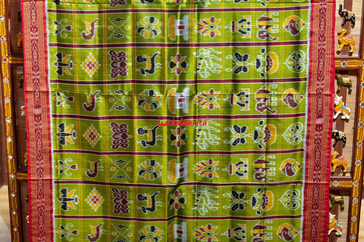 Janhiphuliya Red Nabakothi Khandua Silk Saree