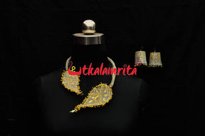 Grey Golden Leaf Jewellery Set