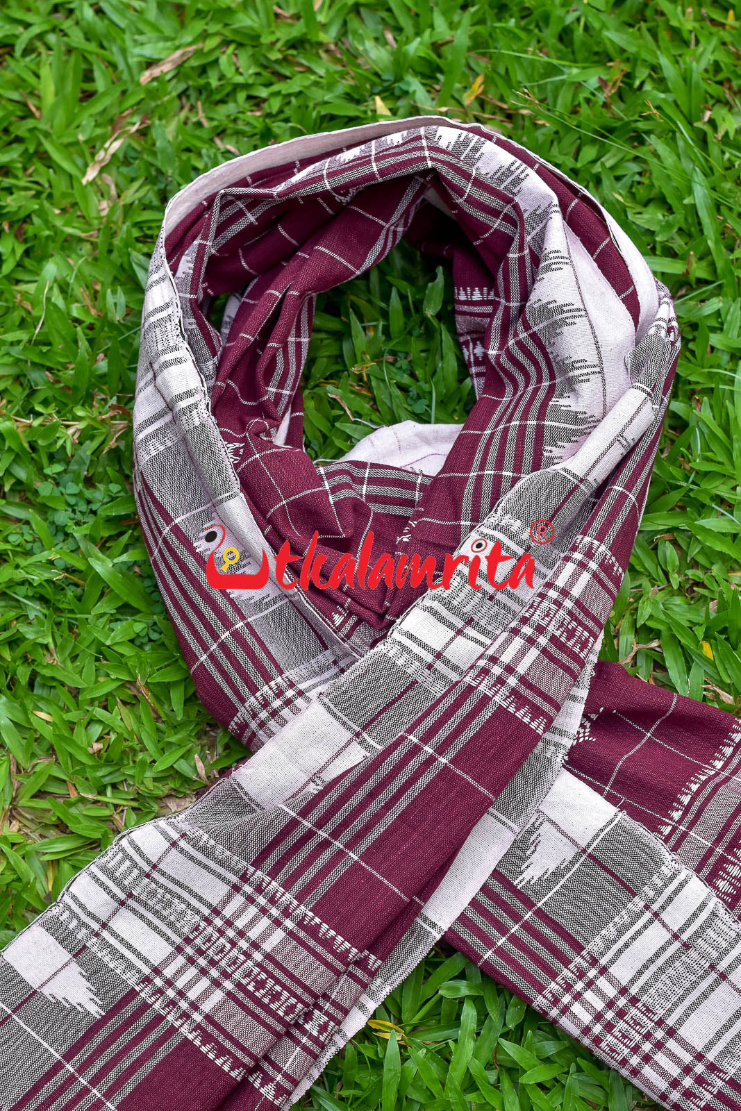 Maroon White Checks (Kotpad Dupatta)