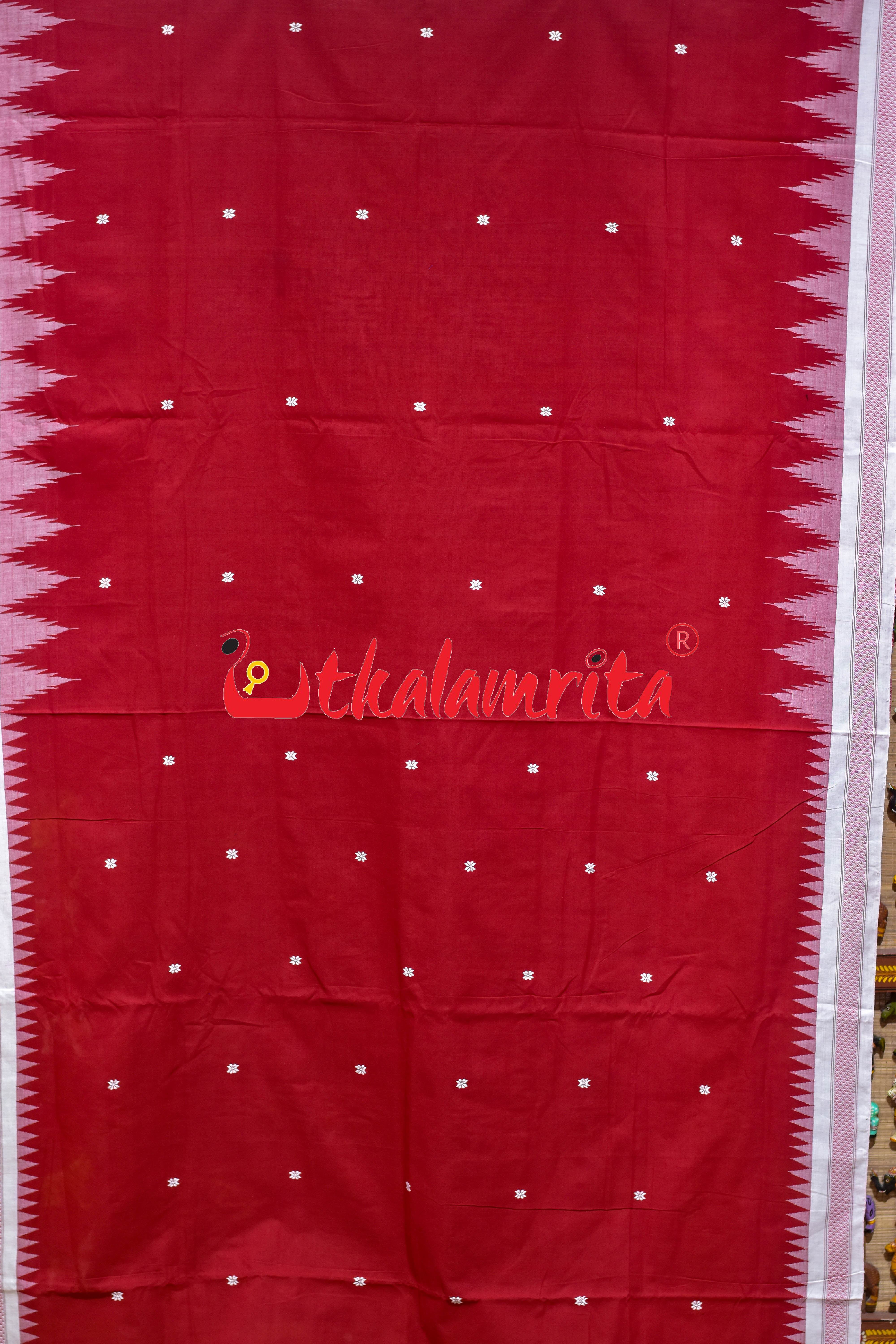Red White Border Ganjam Bomkai Cotton Saree
