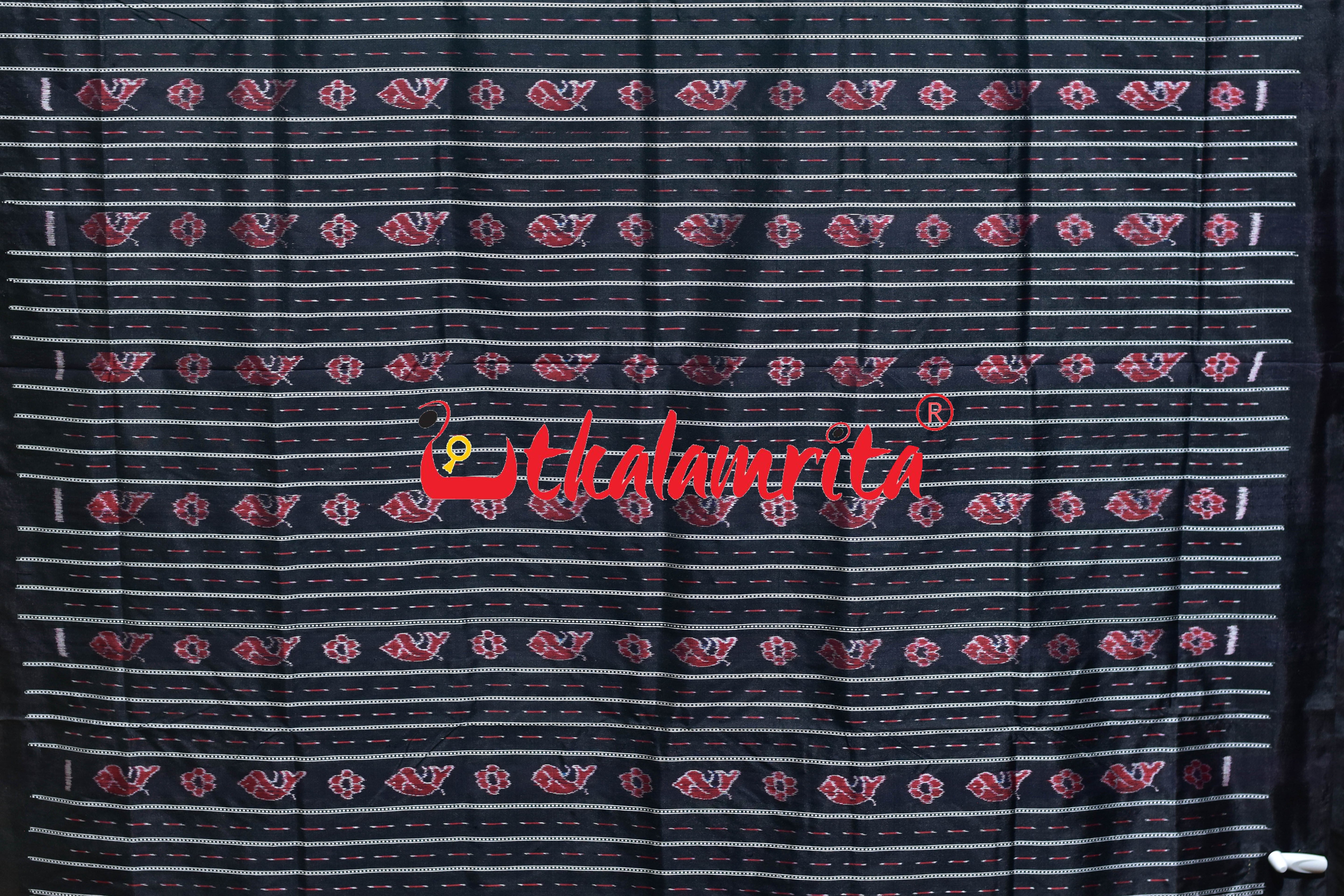 Grey Black Kumbha Bandha Anchal Sambalpuri Silk Saree