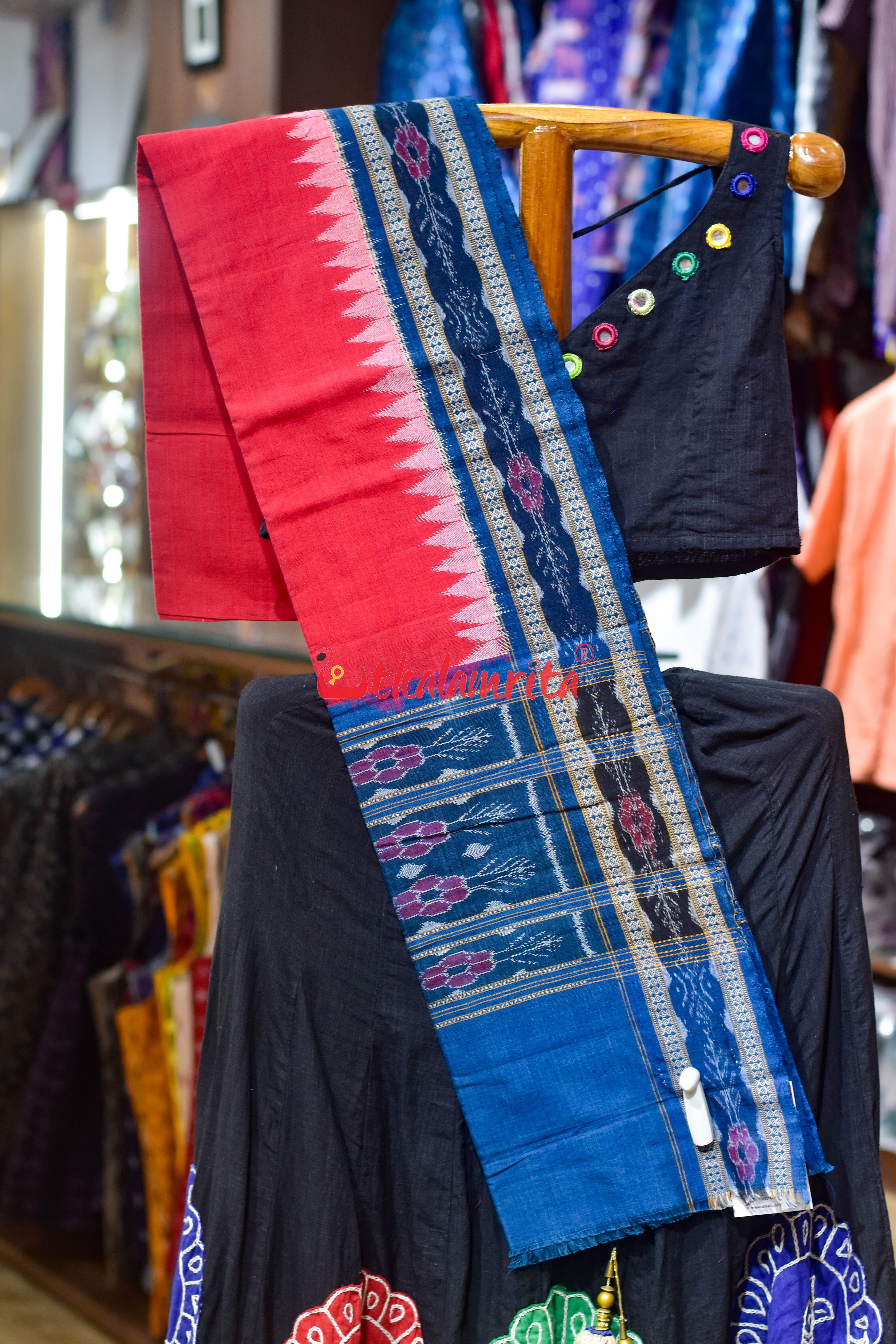 Red Olive Flower Bandha Cotton (Dupatta)