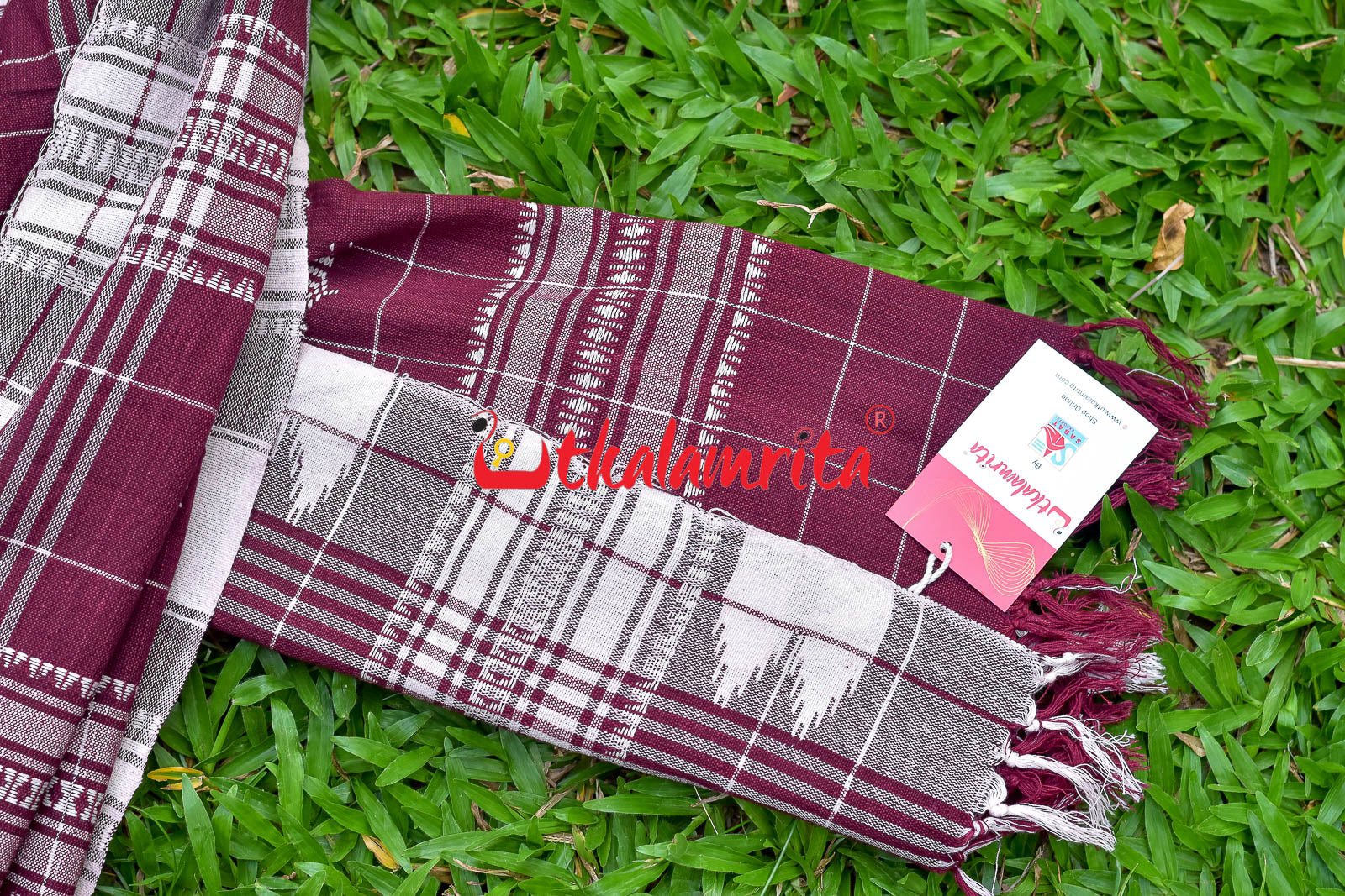 Maroon White Checks (Kotpad Dupatta)