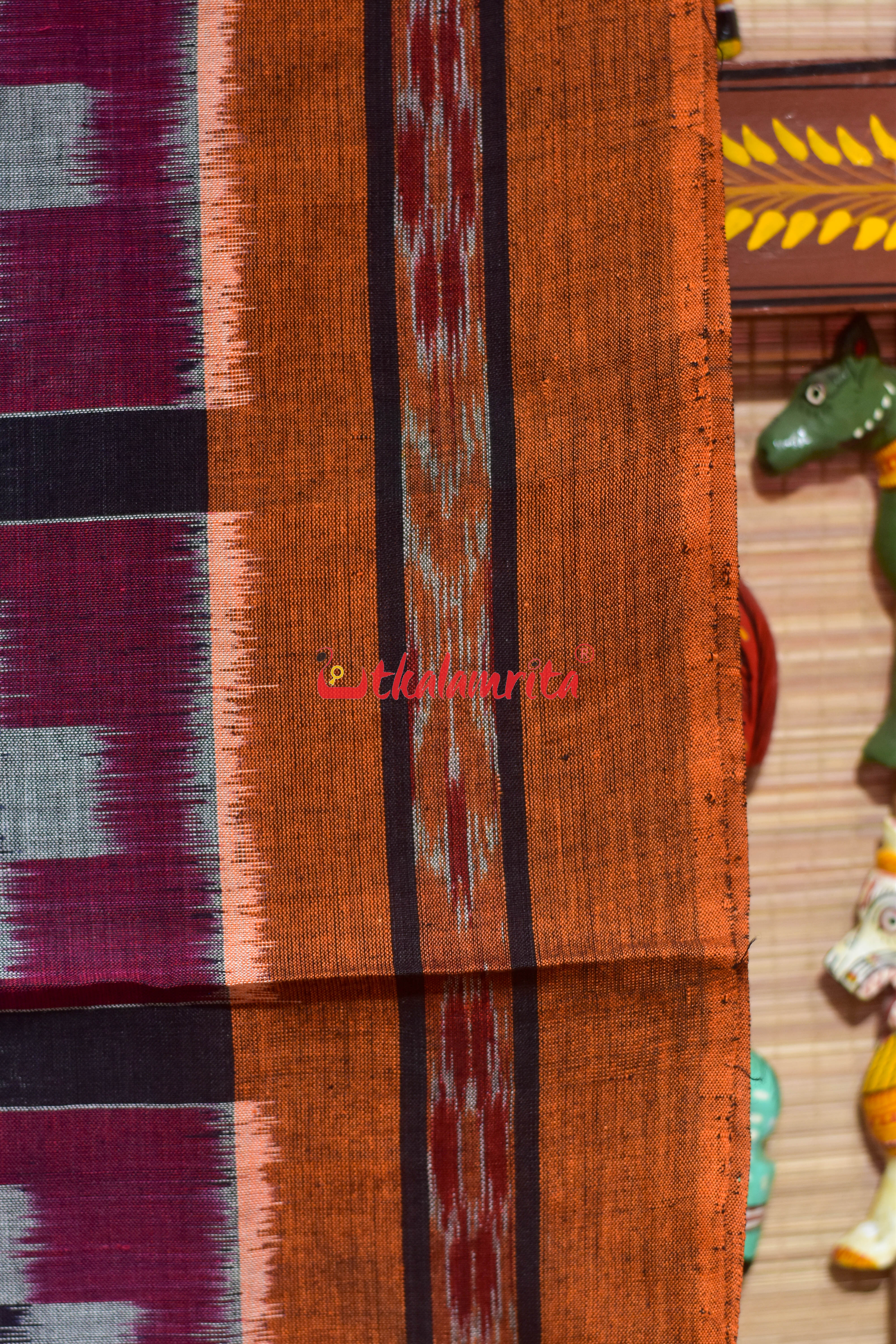 9 Kuthi Pasapali Purple khandua Cotton Saree