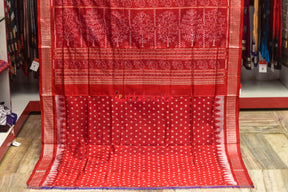 Blue Red Mayurapucha Sambalpuri Silk Saree