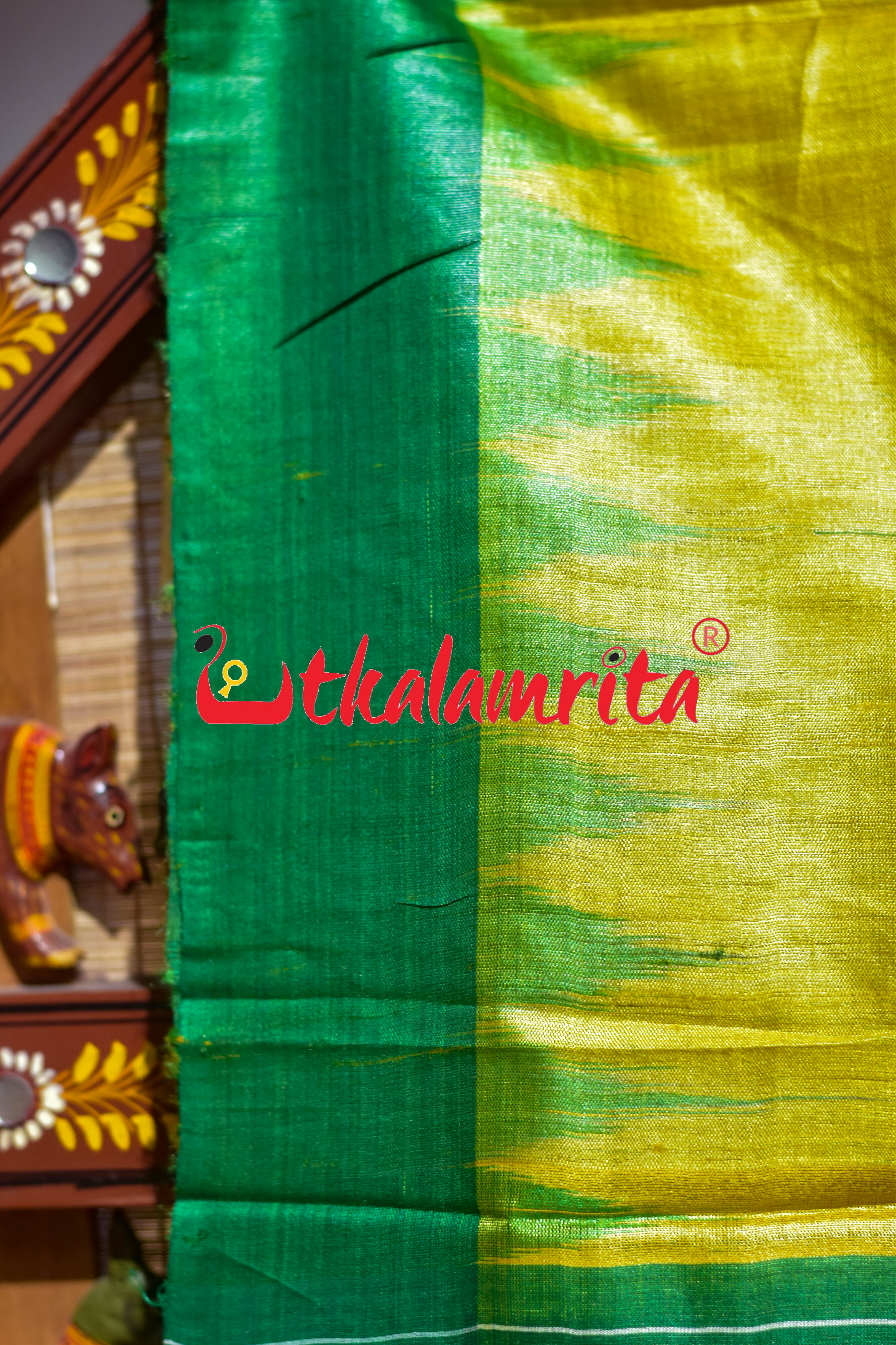 Yellow Green Gopalpur Tussar Silk Saree