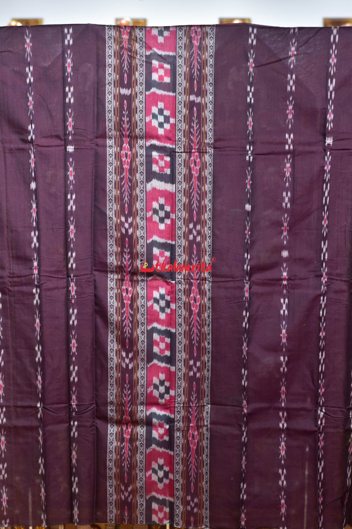 Coffee Yellow Middle Pasapali Flower Ikat Dress Set