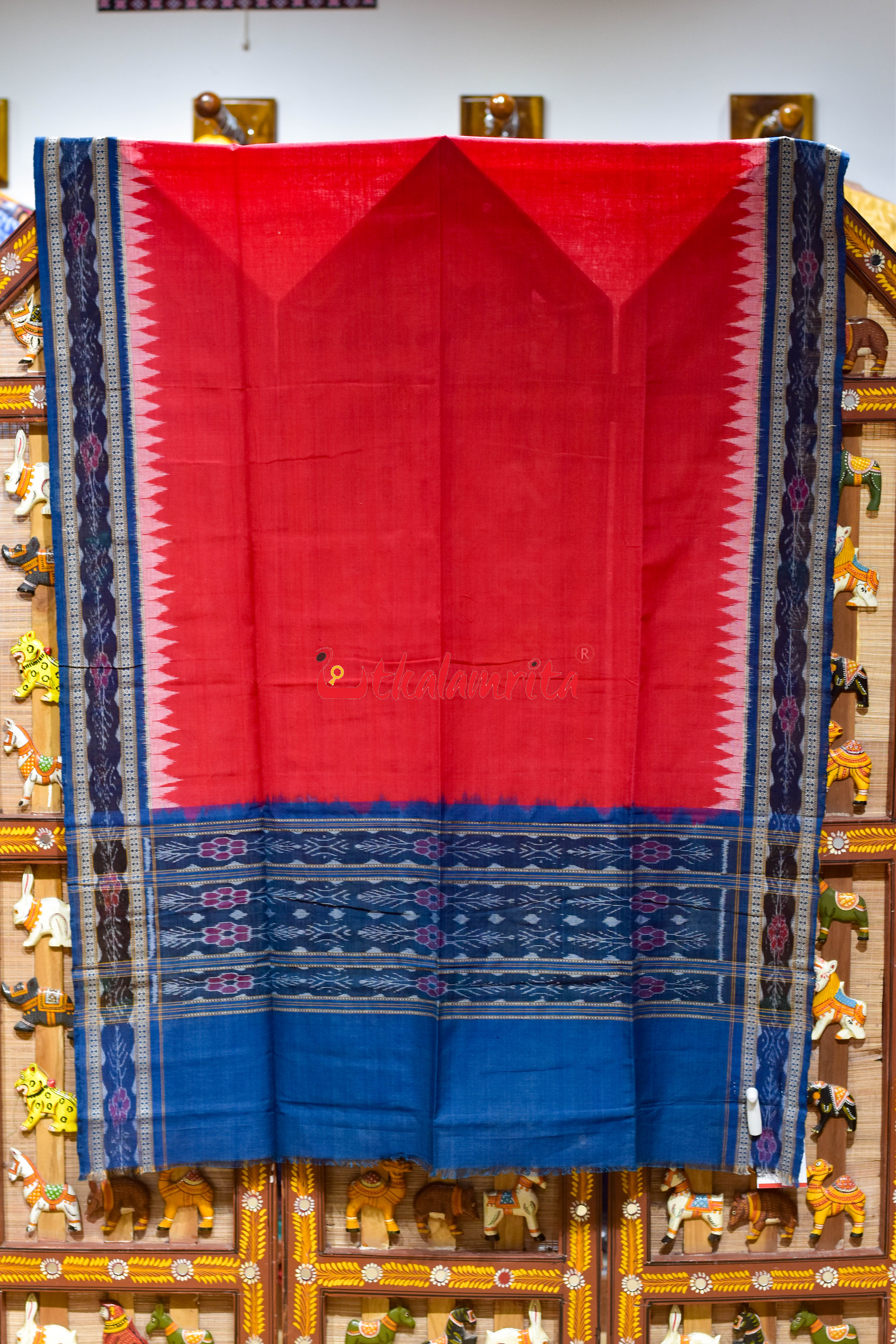 Red Olive Flower Bandha Cotton (Dupatta)