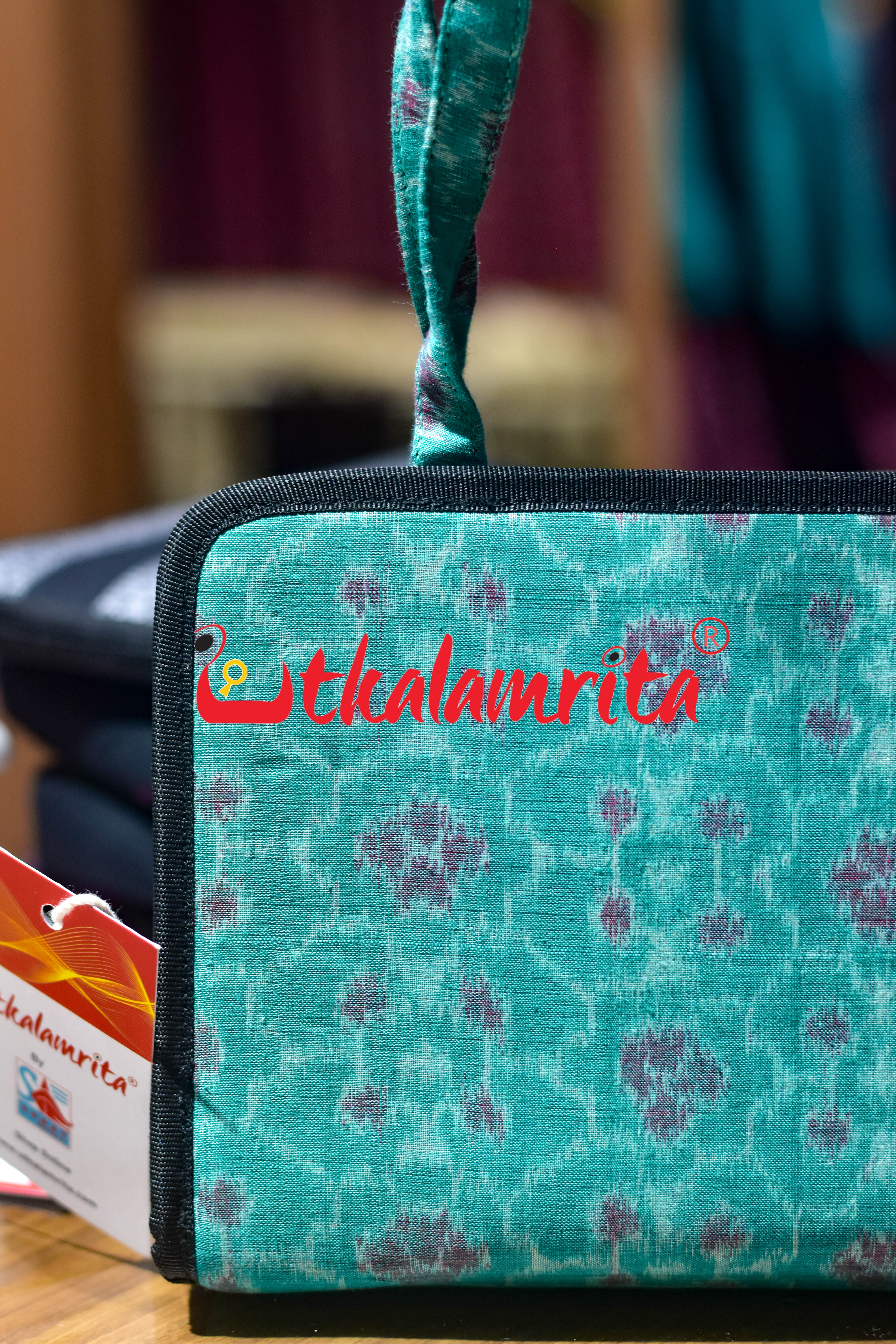 Sea Green Red Flower Square Sling Bag