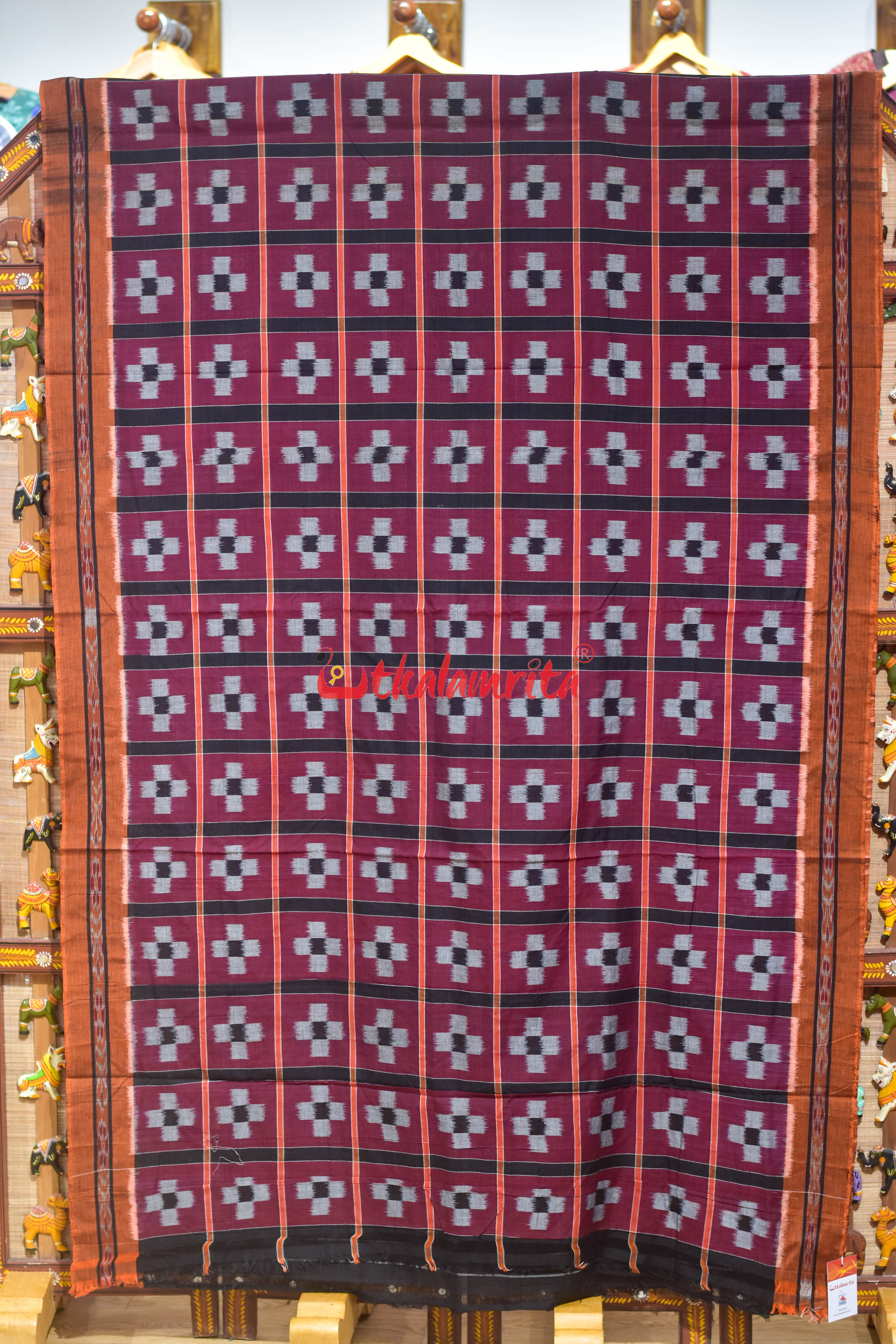 9 Kuthi Pasapali Purple khandua Cotton Saree