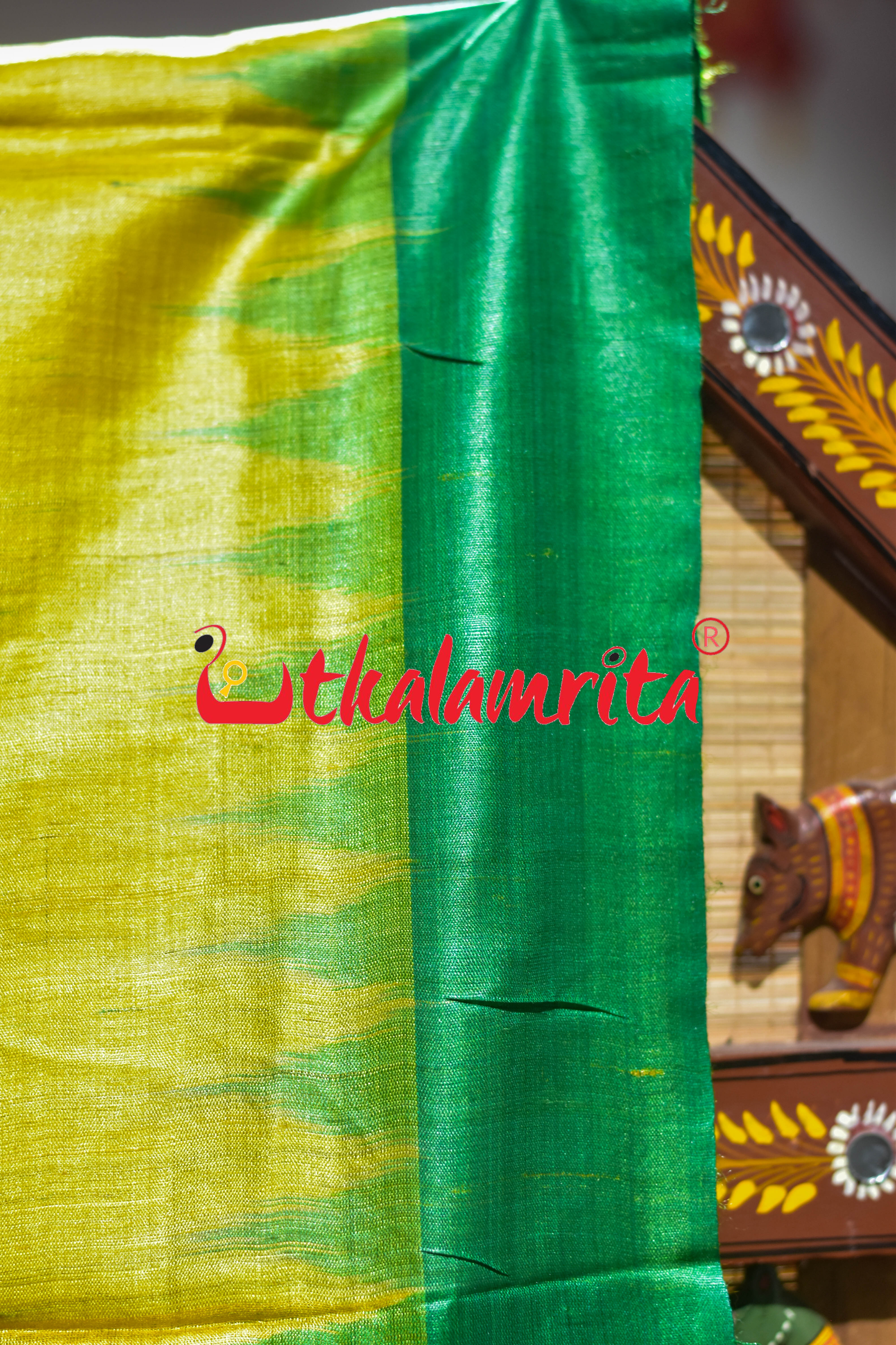 Yellow Green Gopalpur Tussar Silk Saree