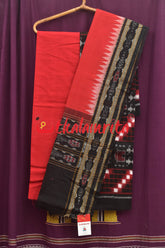 Pasapali Tribal Black Red Sambalpuri Cotton Dress Set