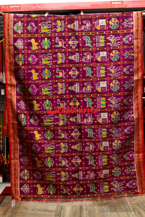 Purple Dotted Nabakothi Khandua Silk Saree