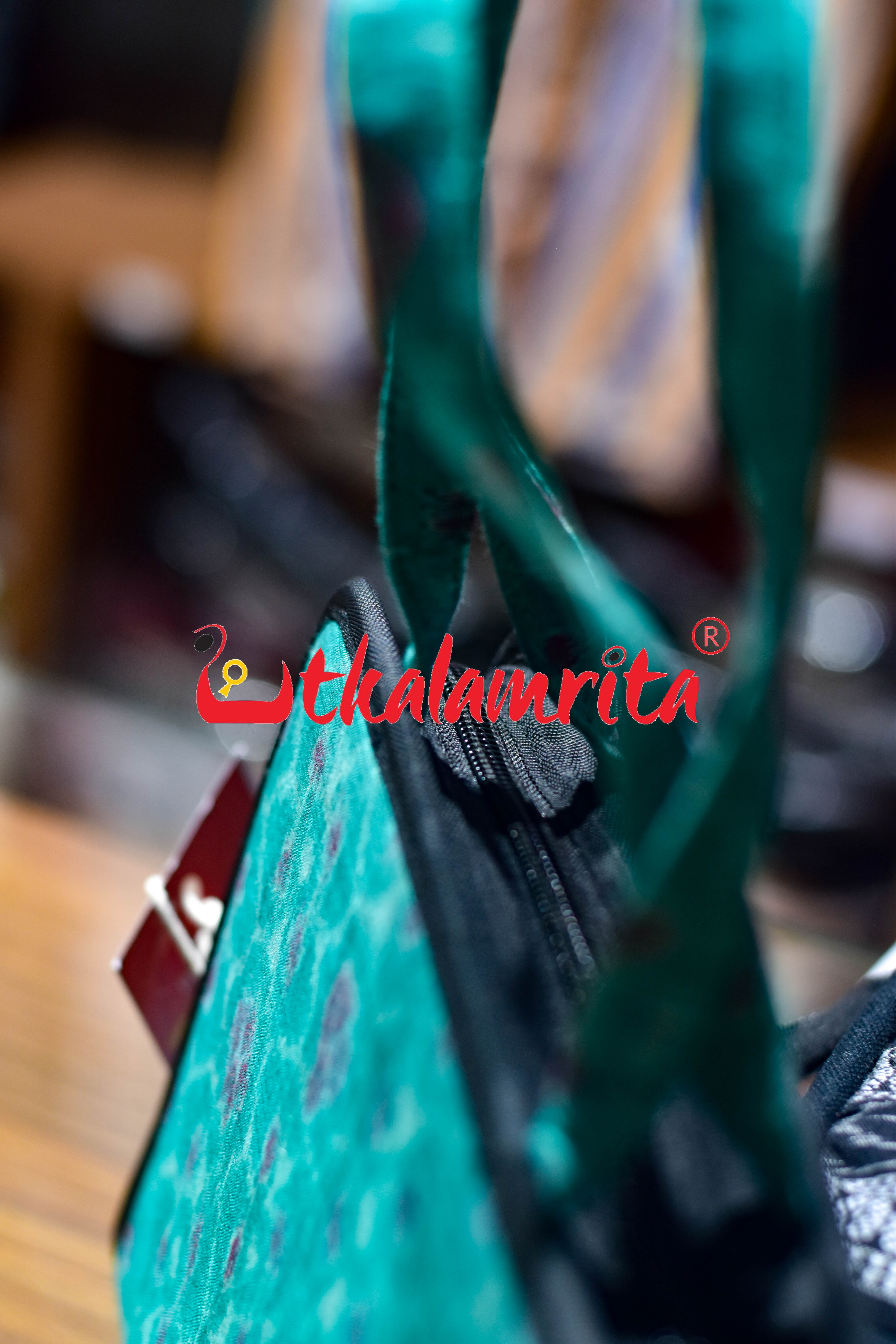 Sea Green Red Flower Square Sling Bag