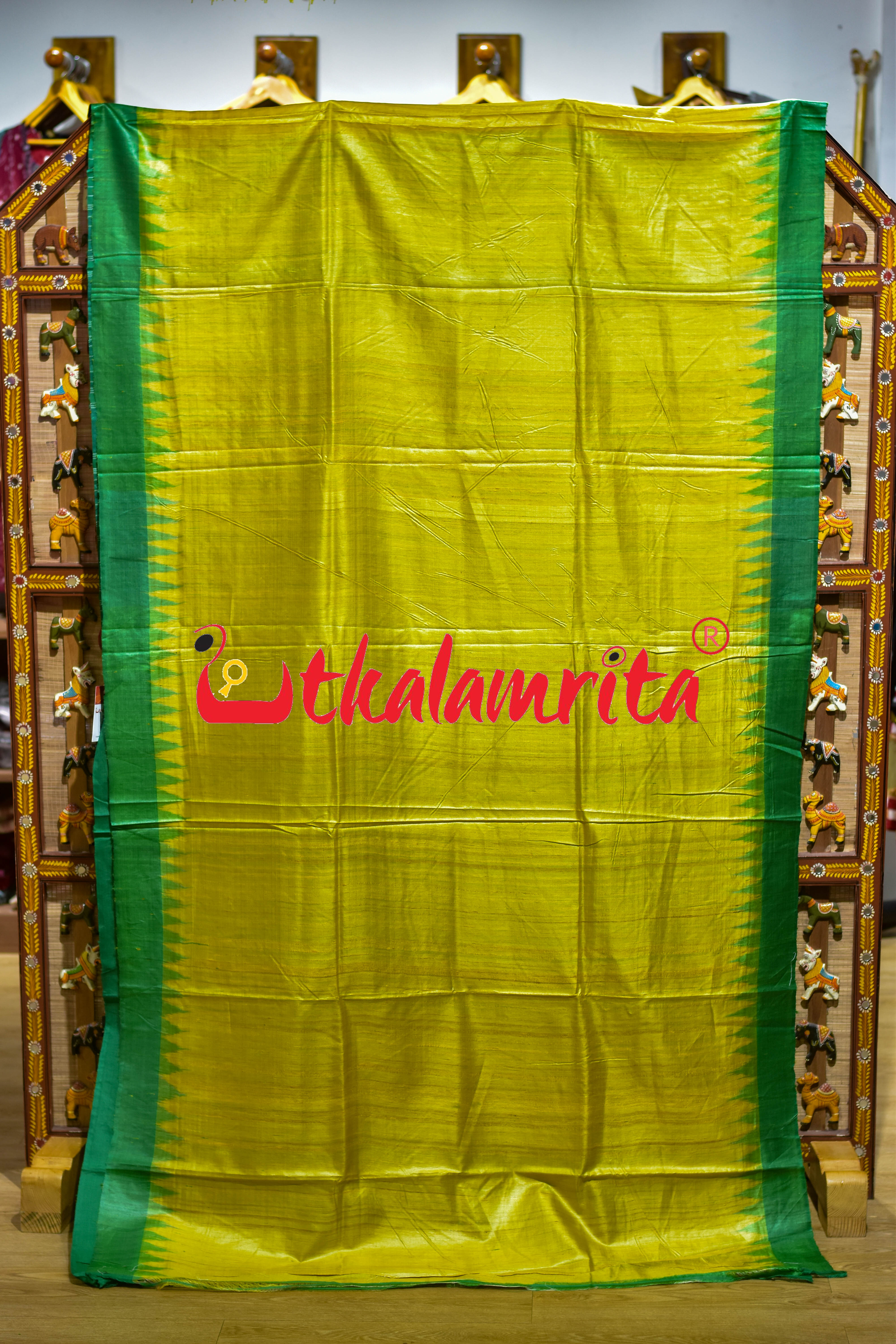 Yellow Green Gopalpur Tussar Silk Saree