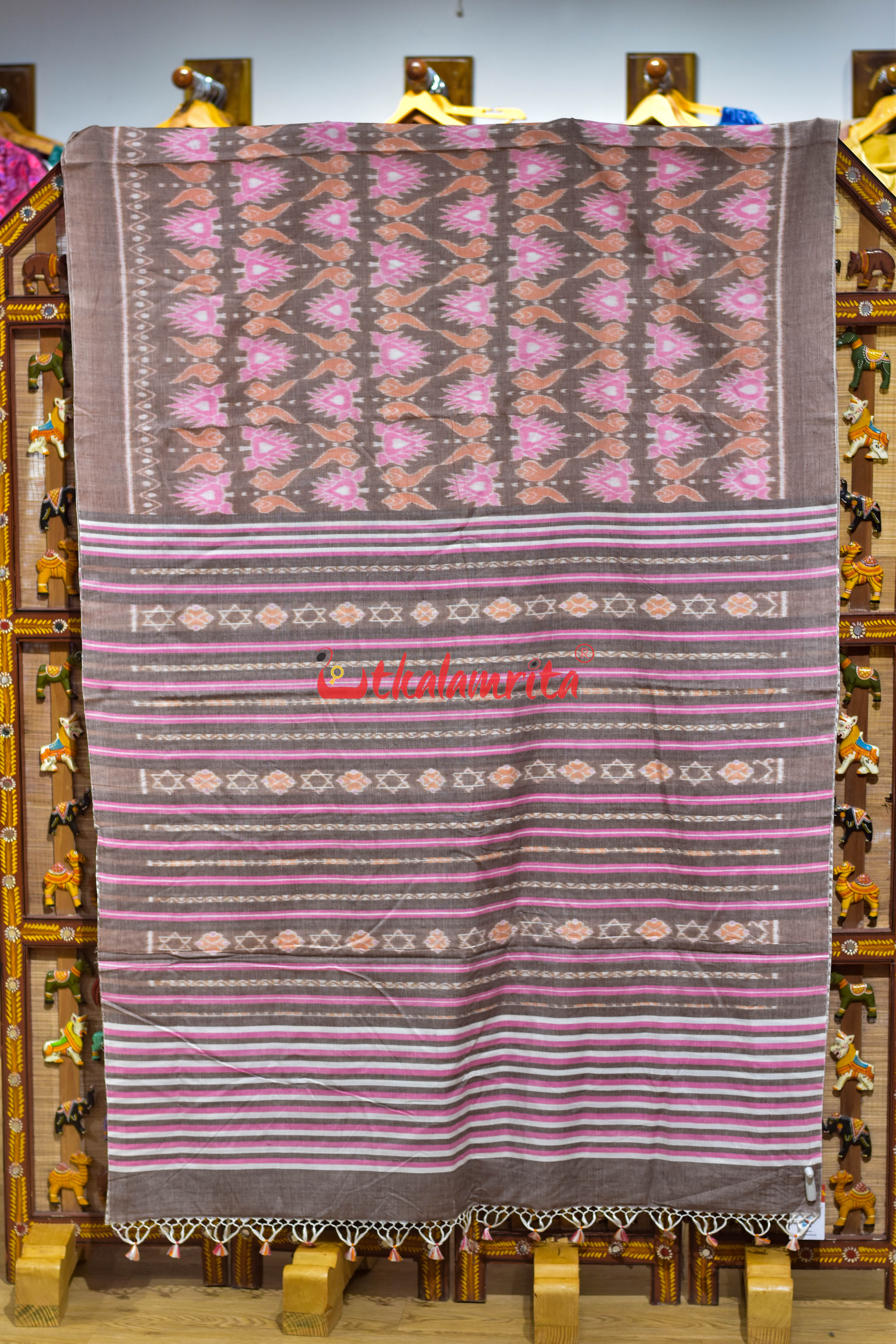 Pink Jodi Sankha Khandua Cotton Saree