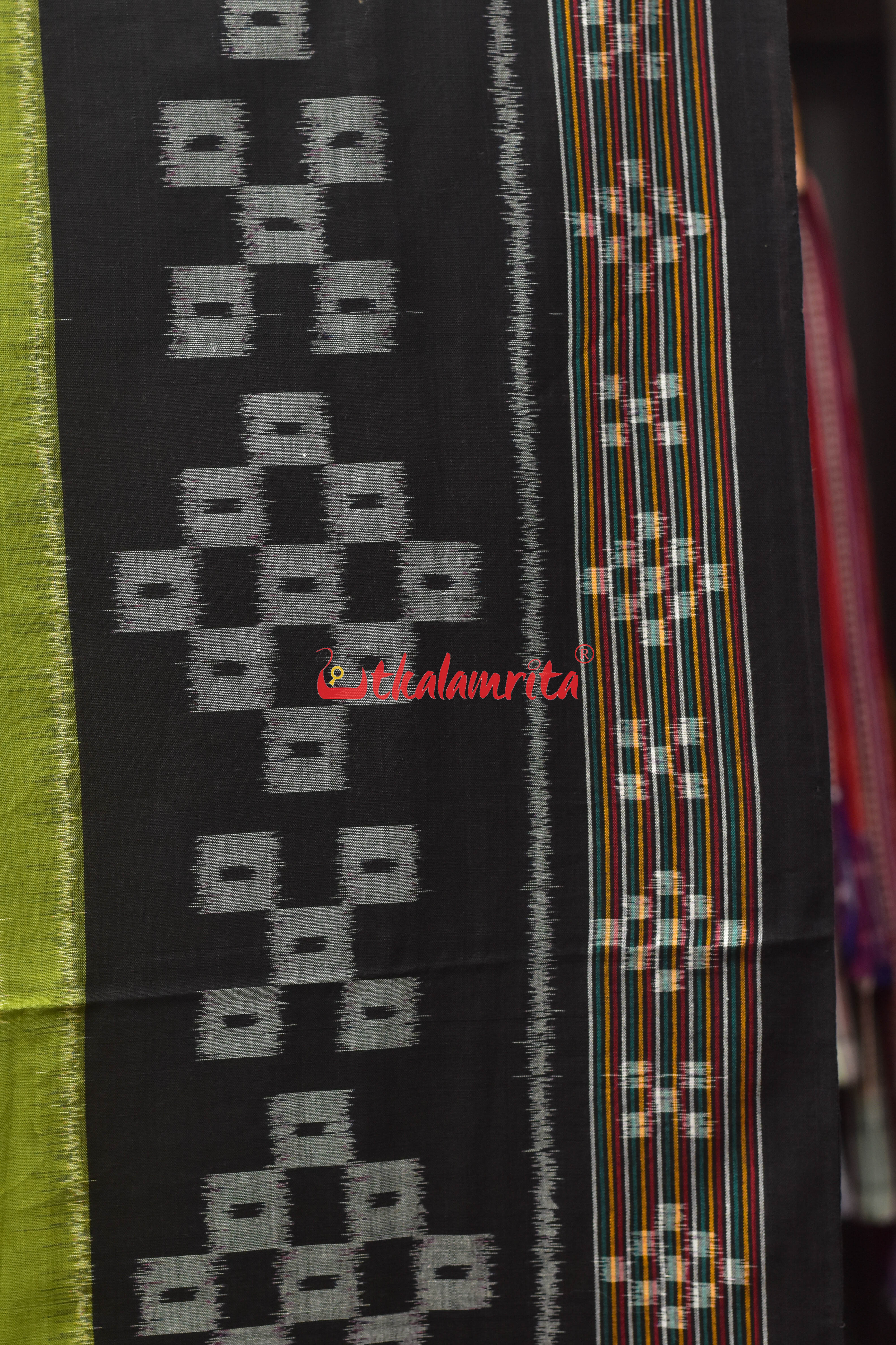Green Black with Pasapali Body Khandua Cotton Saree