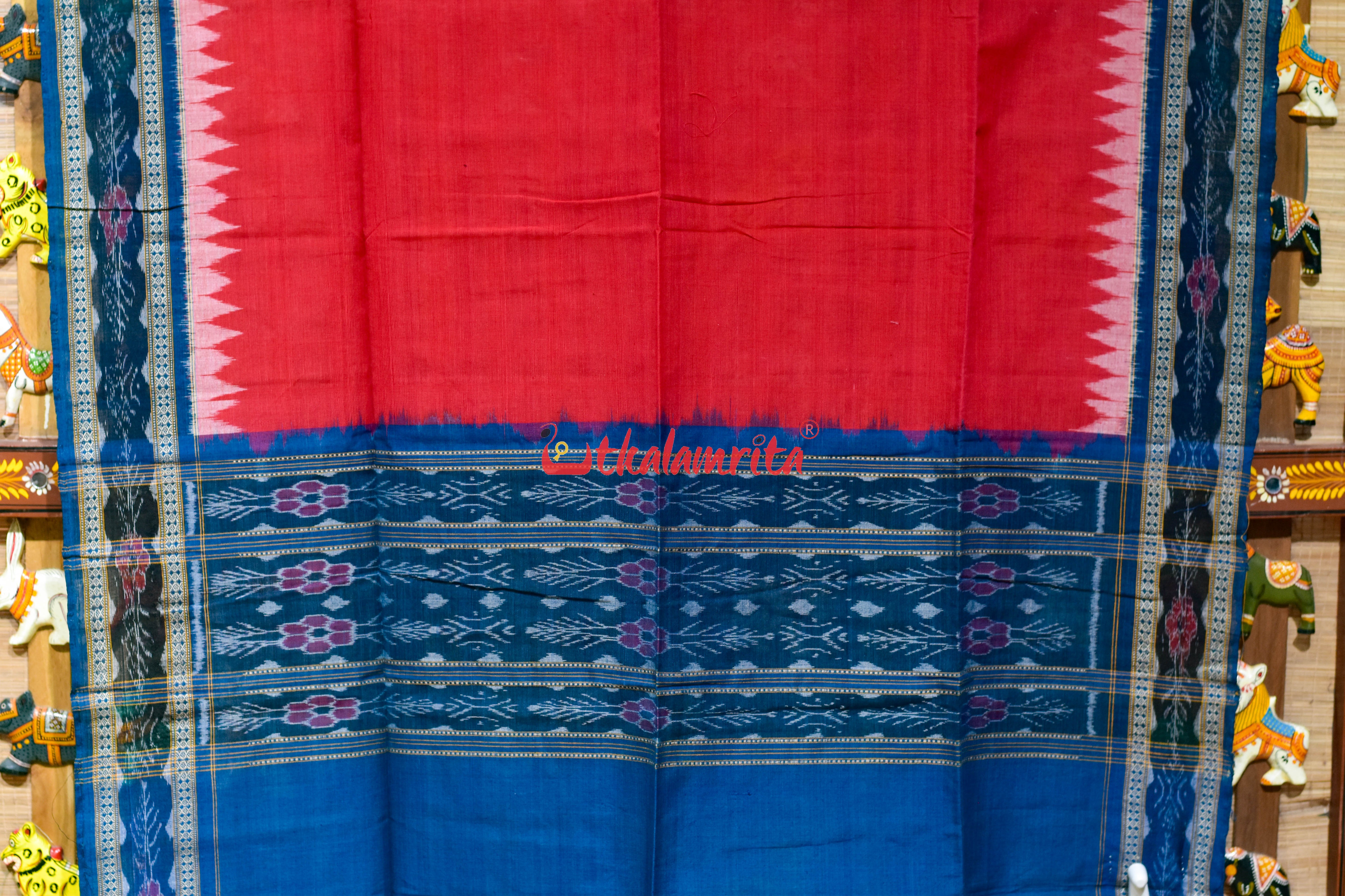 Red Olive Flower Bandha Cotton (Dupatta)