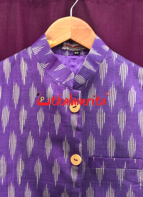 Purple Body Ikat Gopalpur Tussar (Modi Jacket)