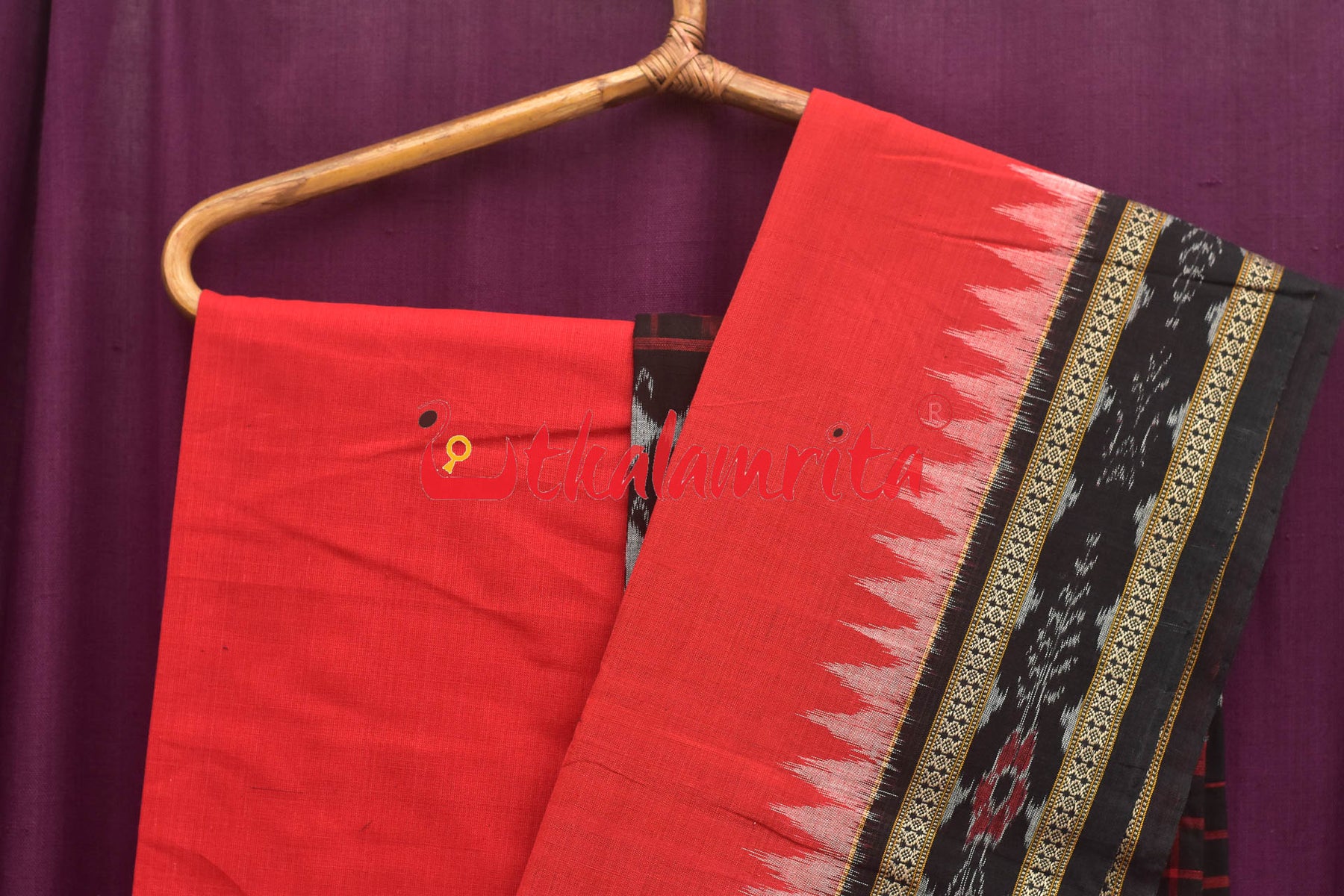 Pasapali Tribal Black Red Sambalpuri Cotton Dress Set