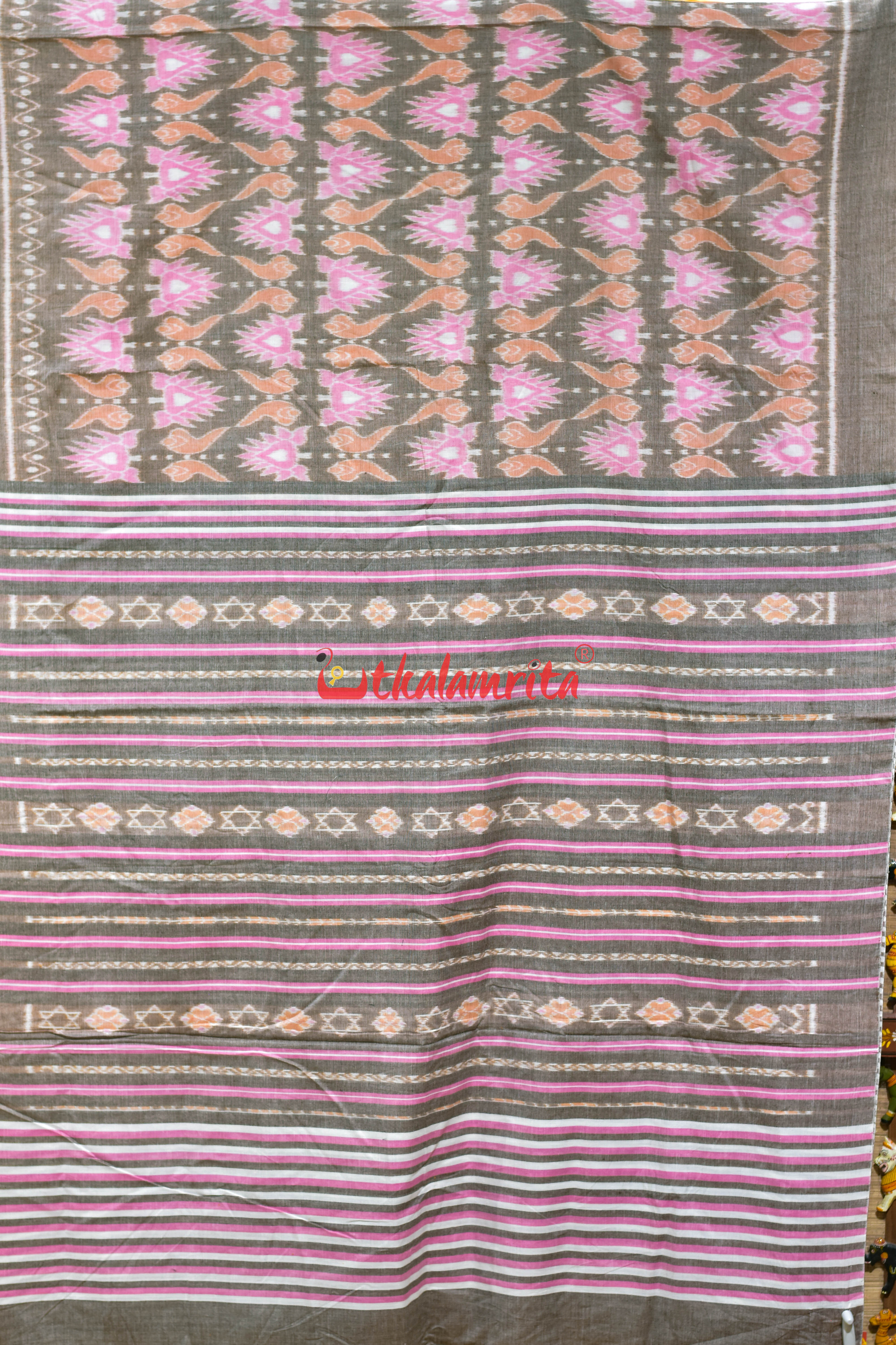 Pink Jodi Sankha Khandua Cotton Saree