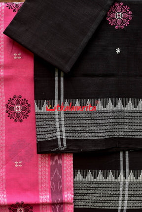 Pink Black Phula Bomkai Dress Set