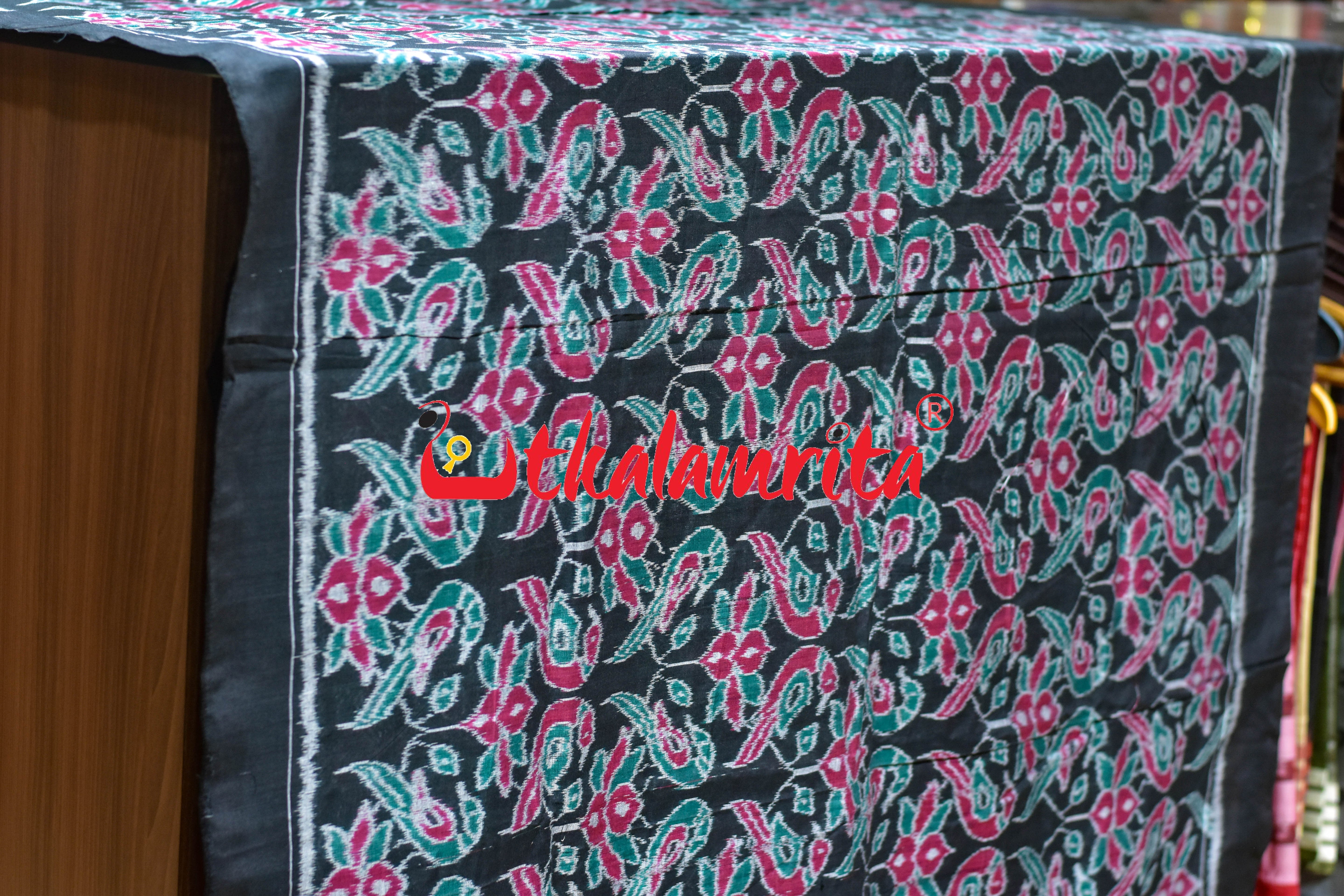 Black Duo Parrot Sambalpuri Cotton (Fabric)