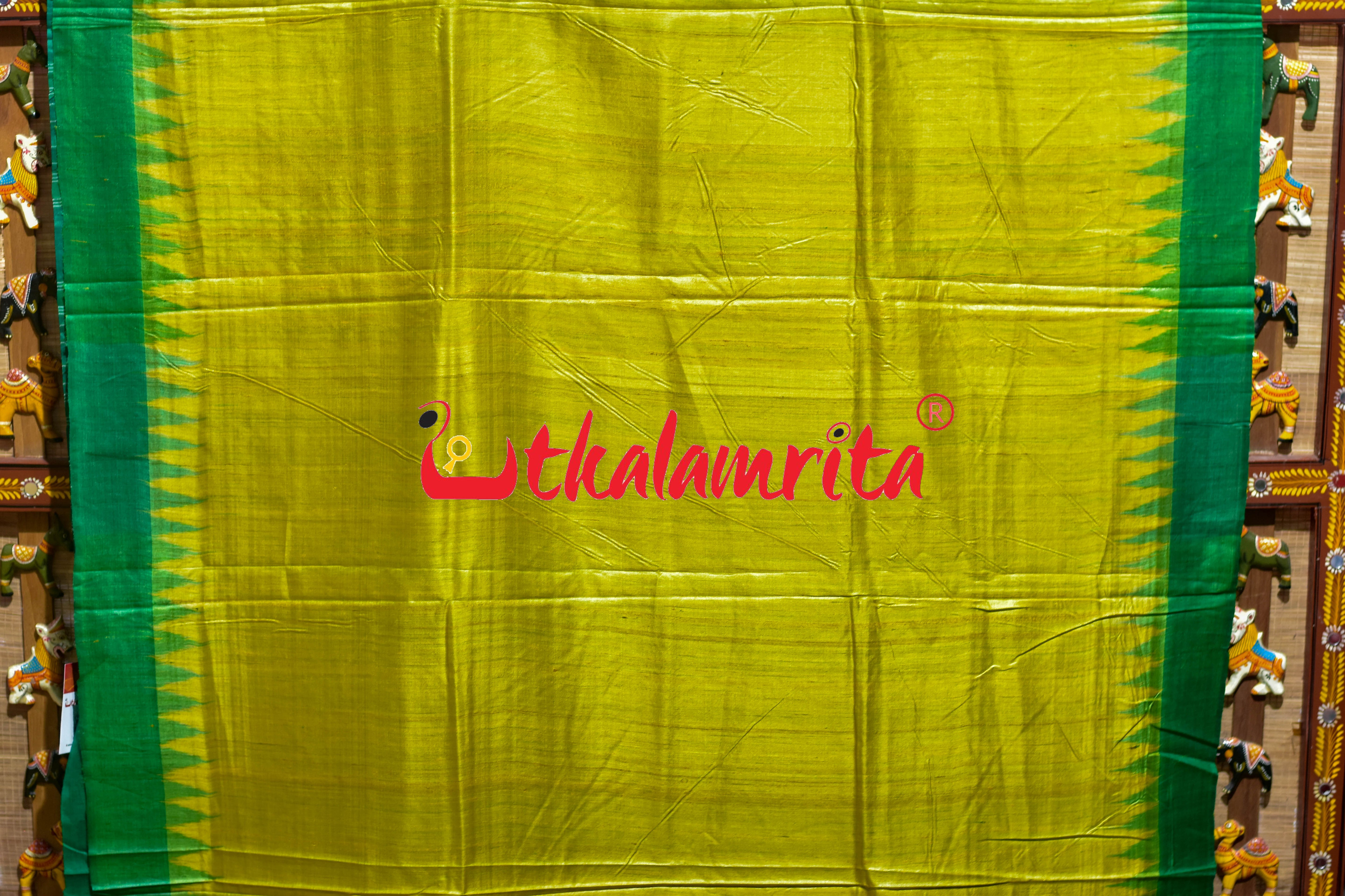 Yellow Green Gopalpur Tussar Silk Saree