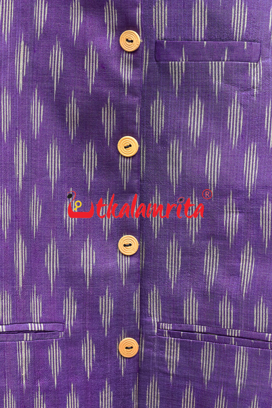 Purple Body Ikat Gopalpur Tussar (Modi Jacket)