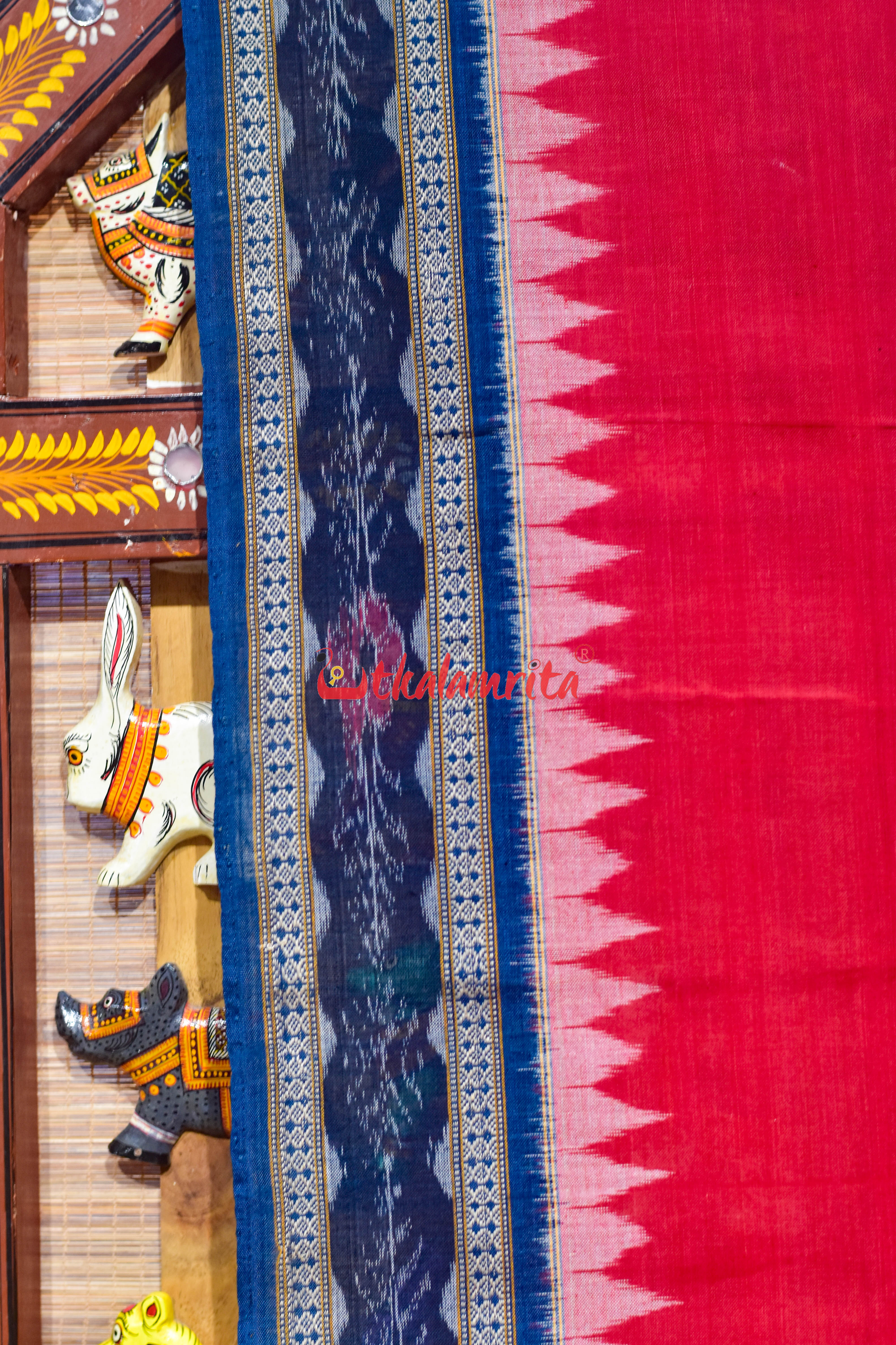 Red Olive Flower Bandha Cotton (Dupatta)