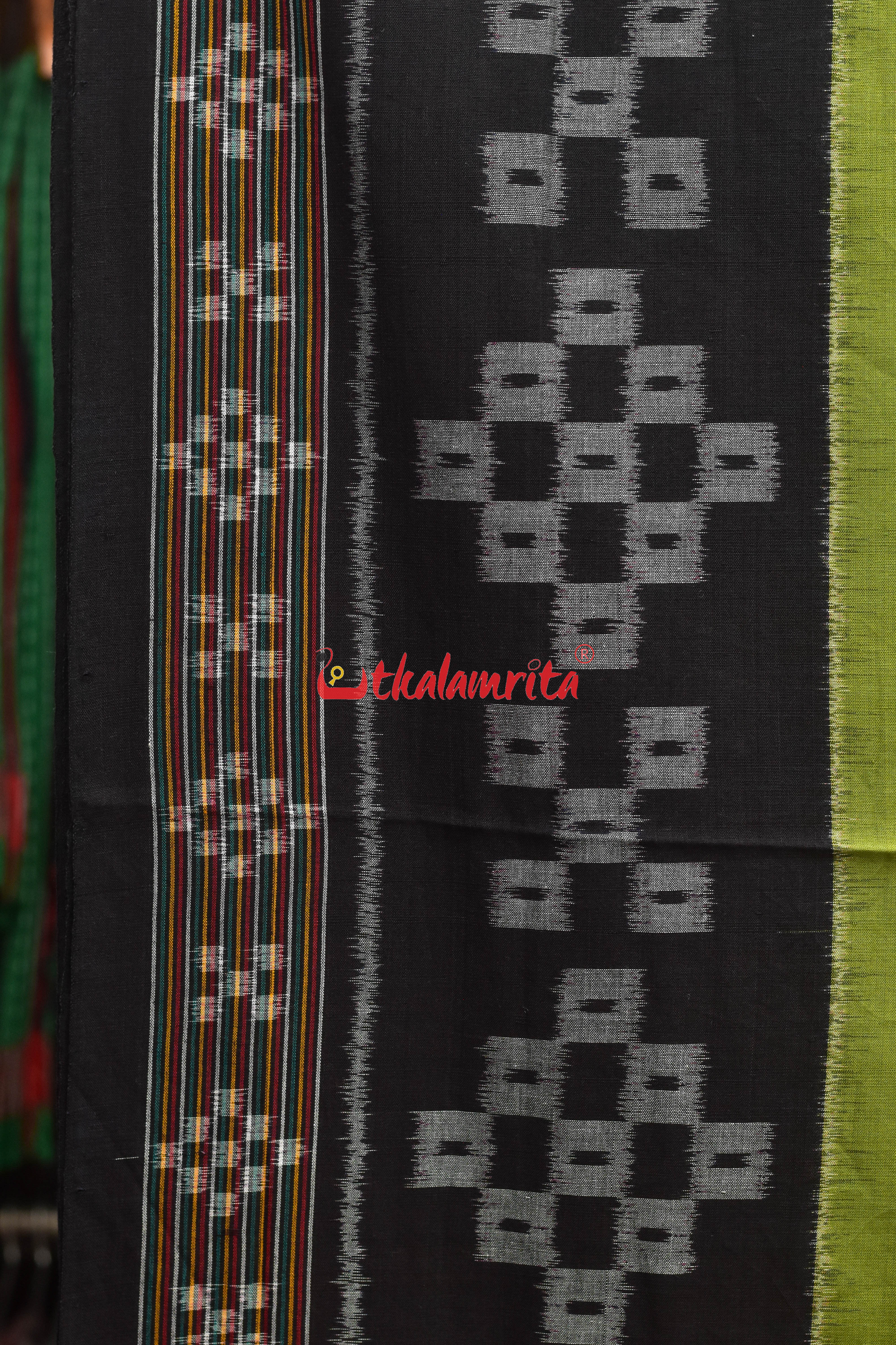 Green Black with Pasapali Body Khandua Cotton Saree