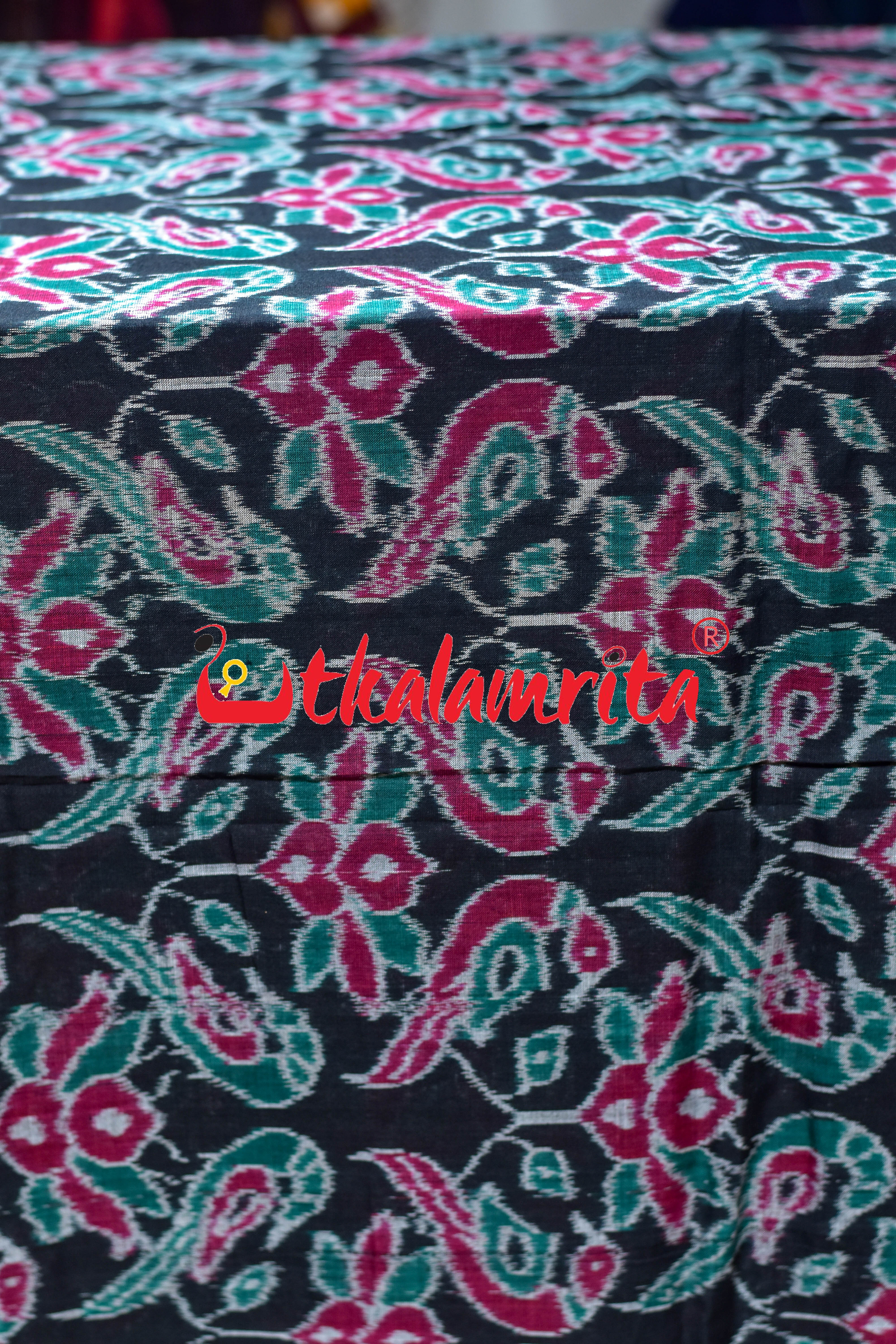 Black Duo Parrot Sambalpuri Cotton (Fabric)
