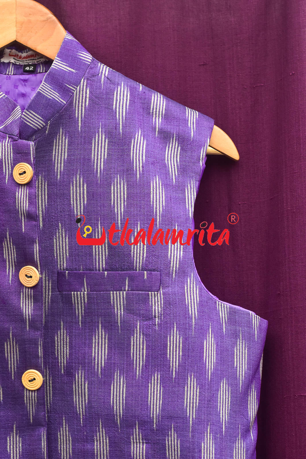 Purple Body Ikat Gopalpur Tussar (Modi Jacket)