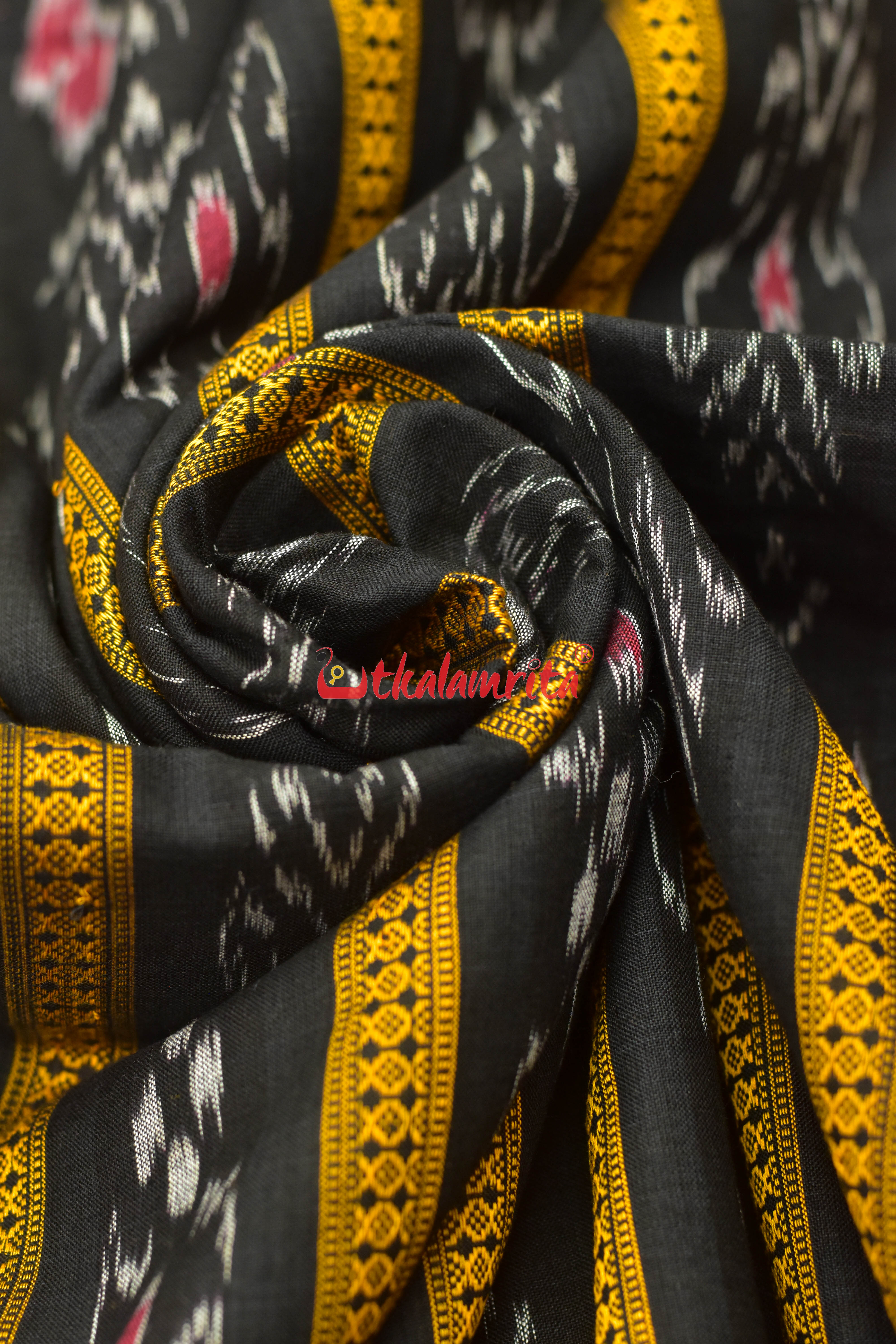 Black With Flower Ikat (Fabric)