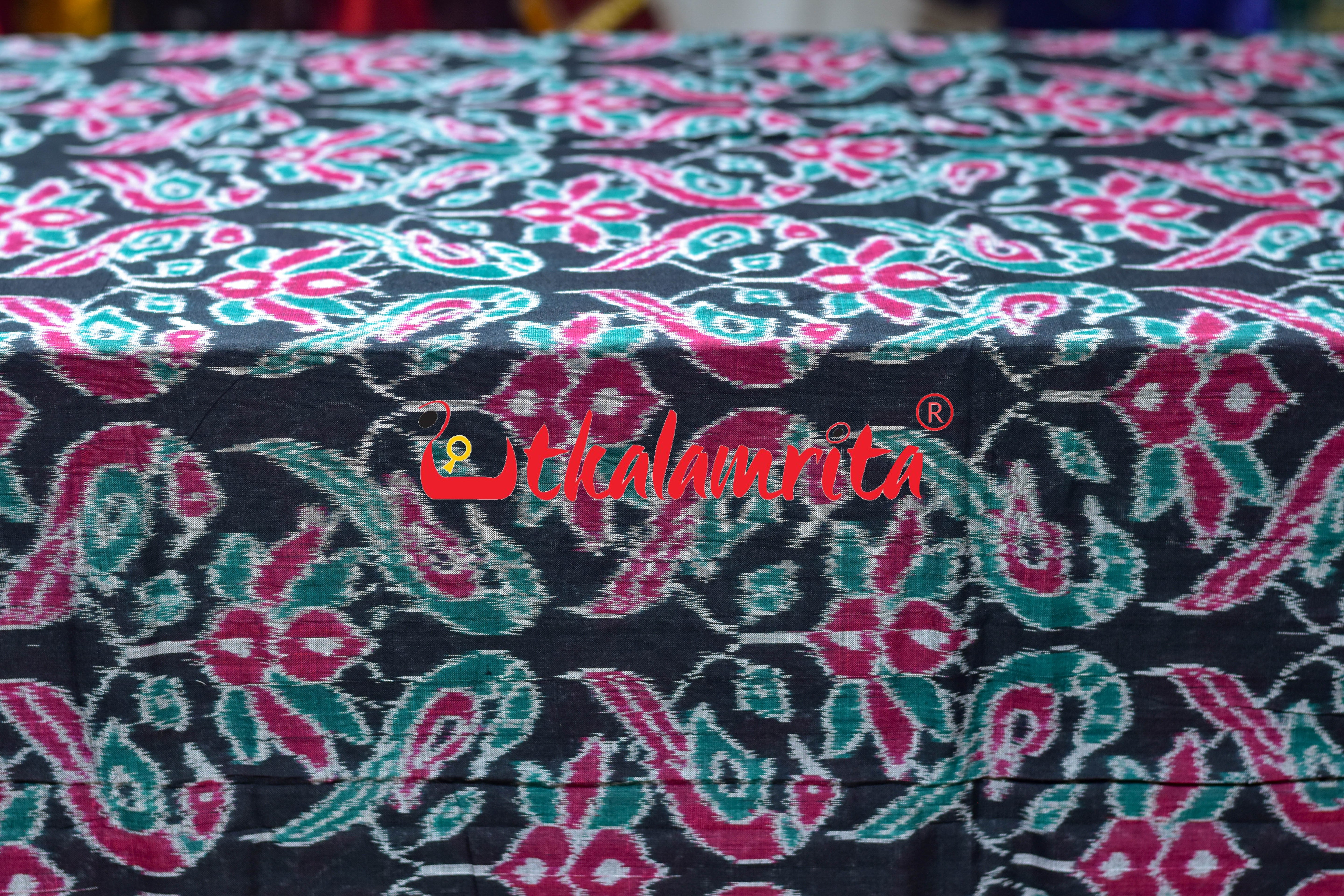 Black Duo Parrot Sambalpuri Cotton (Fabric)