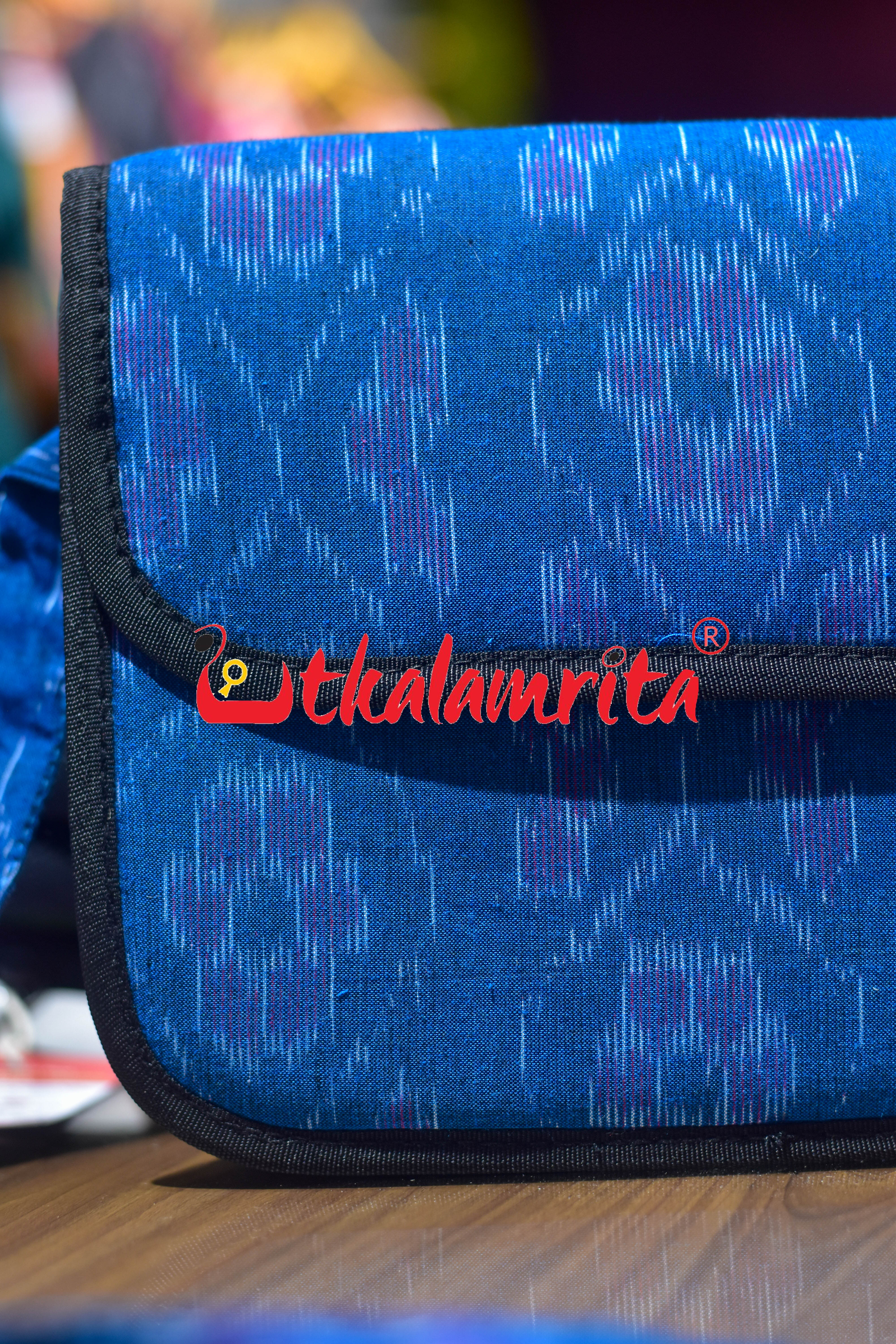 Deep Blue Flower Bandha Button Sling Bag