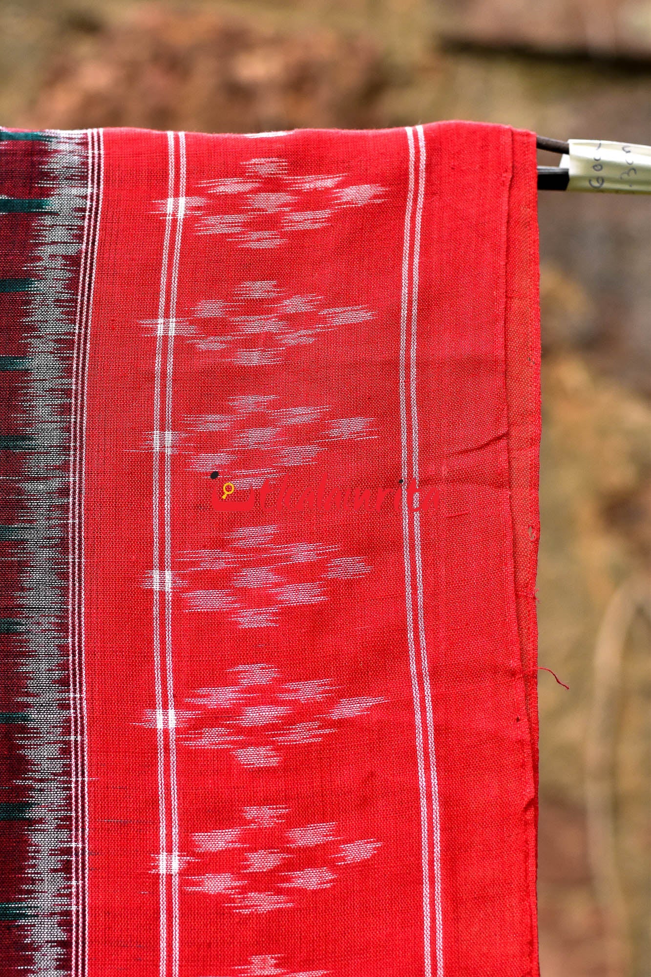Bottle Green Damru Khandua Pasapali Border Cotton Saree