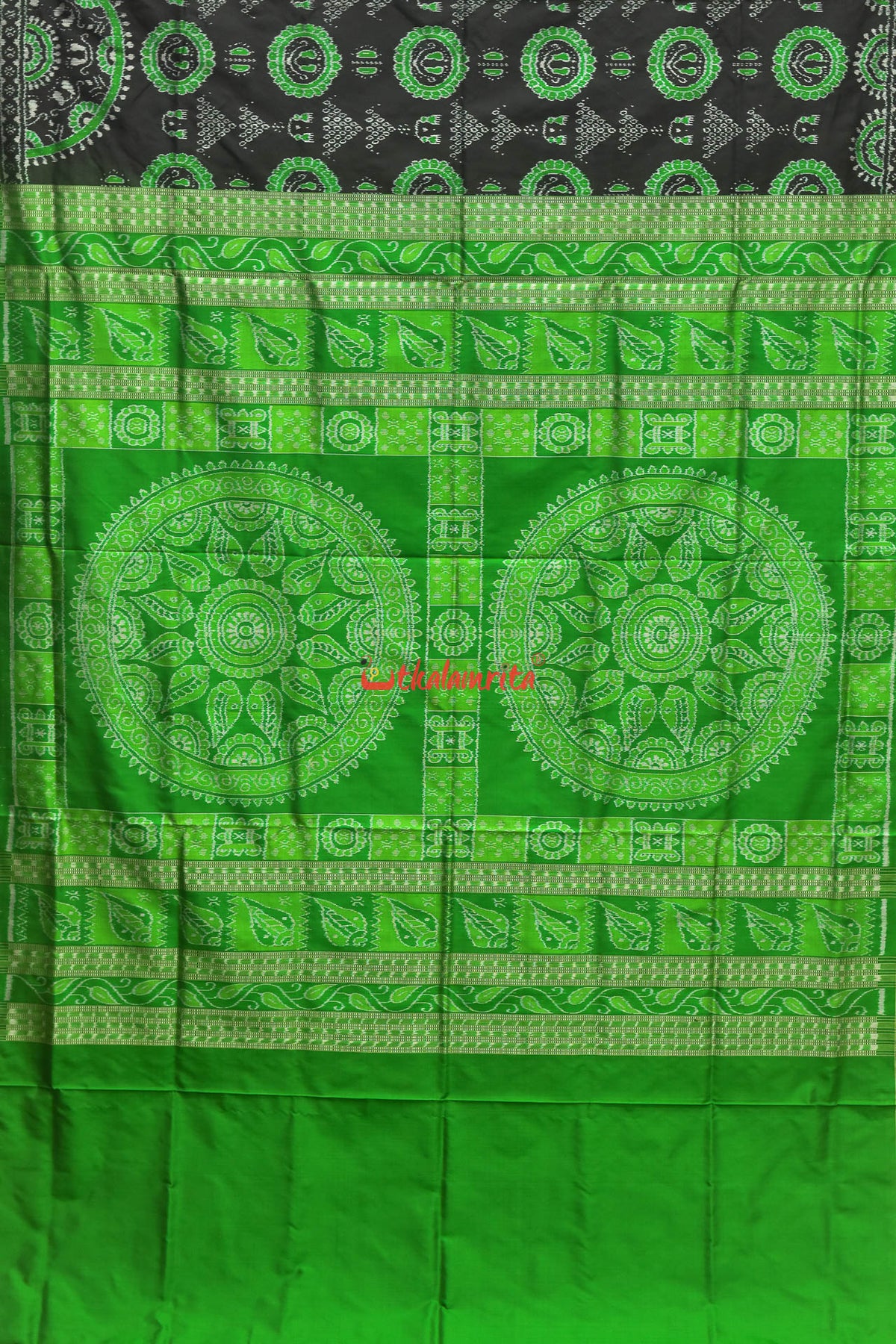 Green Laxmi Pada Sambalpuri Silk Saree