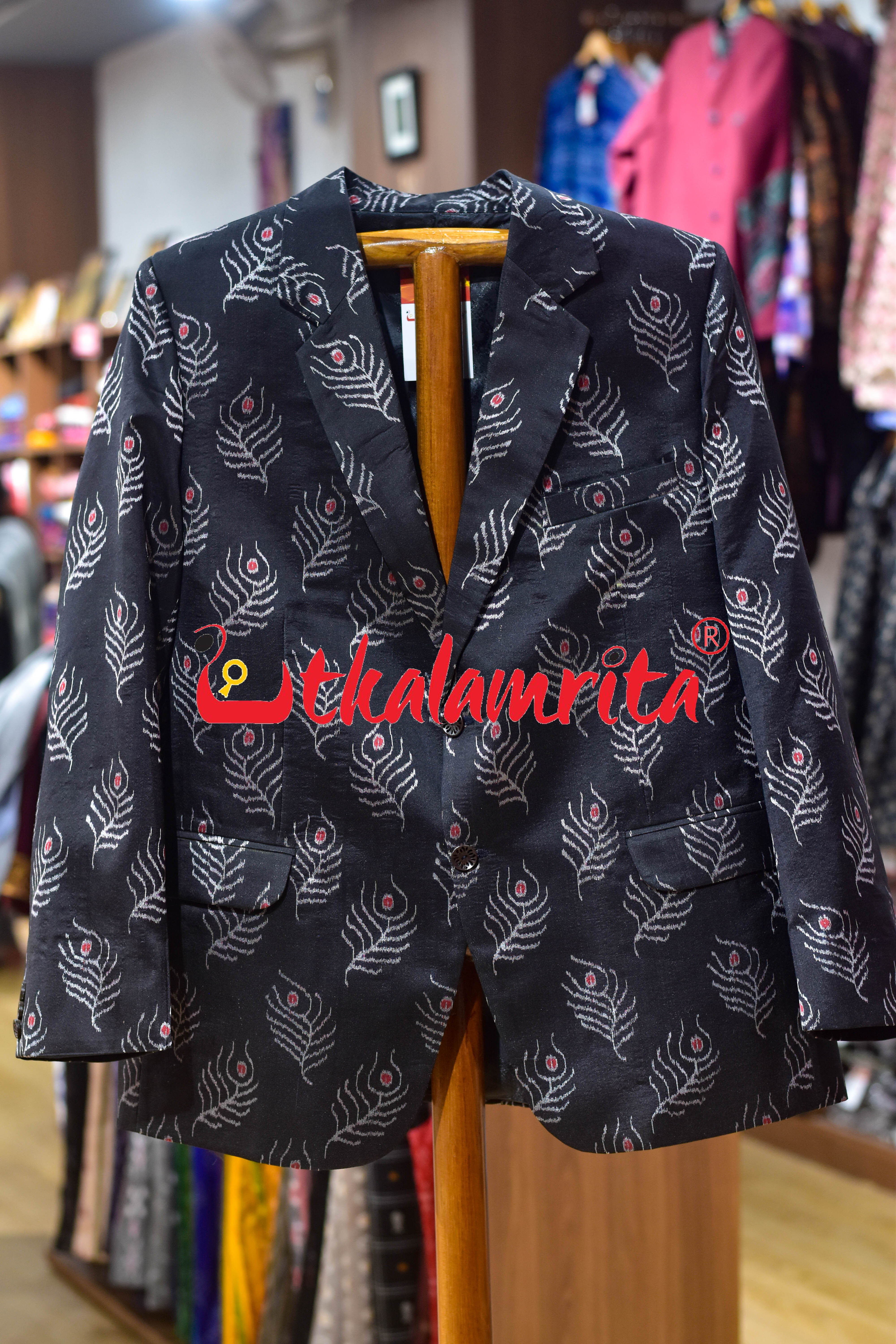 Black Mayurachandrika Sambalpuri Silk (Men's Blazer)