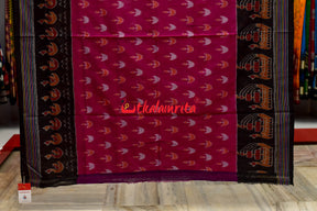Magenta Boita & Ducks Khandua Cotton Saree