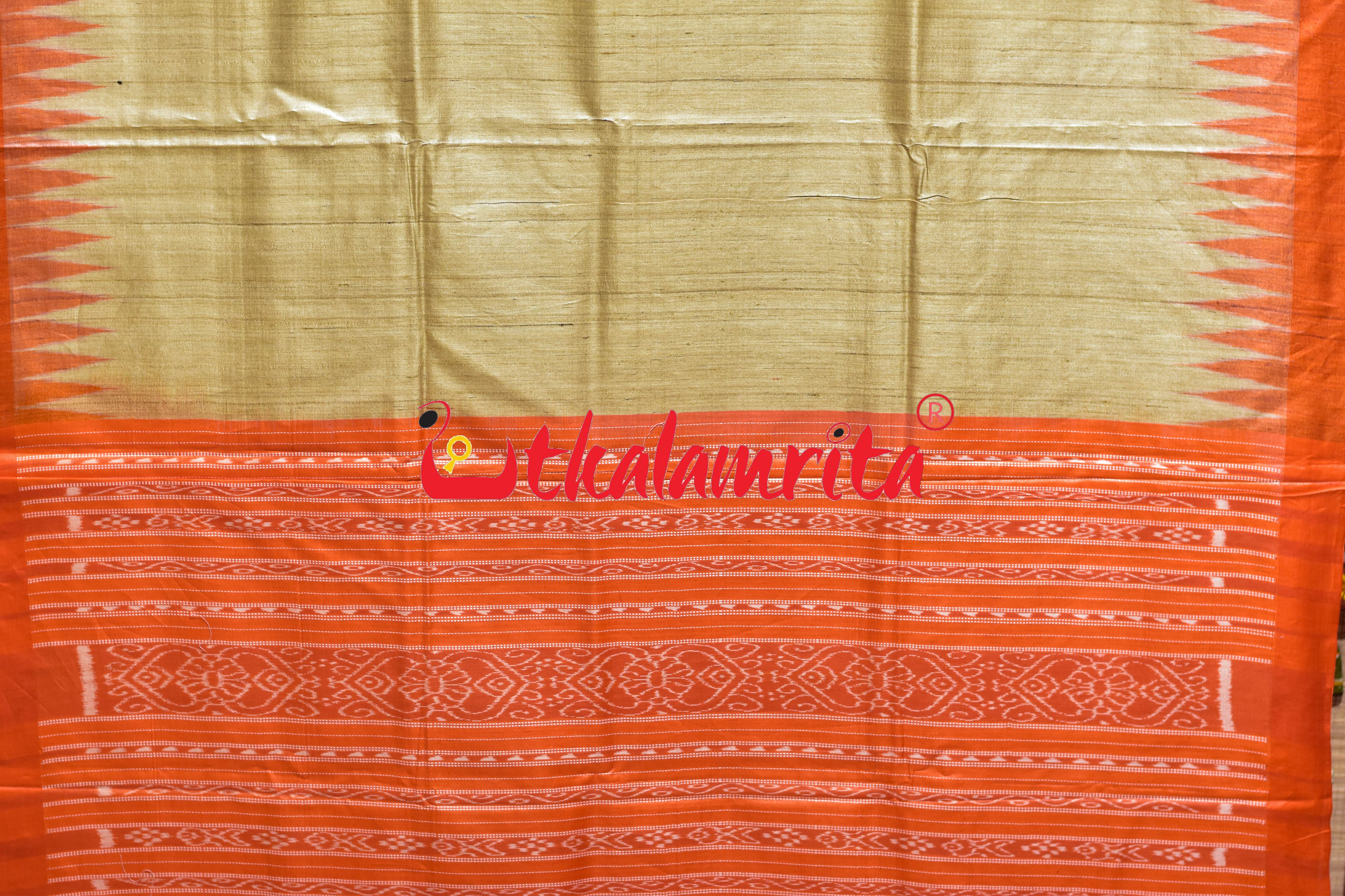 Natural Body Orange Border Gopalpur Tussar Silk Saree